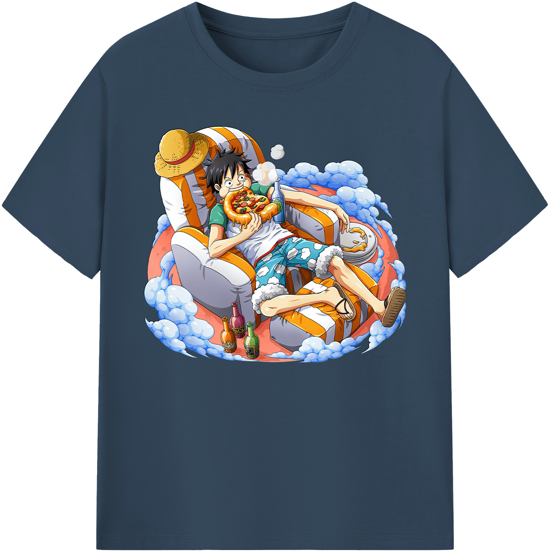 ワンピース モンキー・D・ルフィ ONE PIECE Monkey D. Luffy 綿100％ メンズ半袖Tシャツ｜肌触りやわらか＆通気性