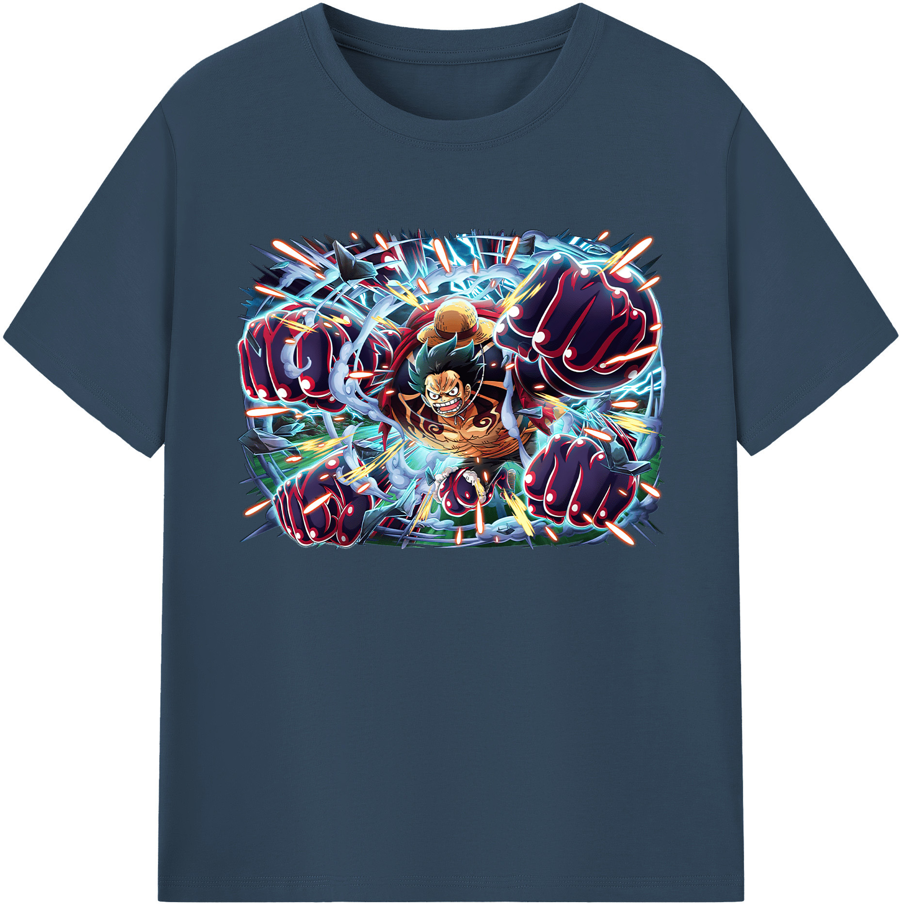 ワンピース モンキー・D・ルフィ ONE PIECE Monkey D. Luffy 綿100％ メンズ半袖Tシャツ｜肌触りやわらか＆通気性