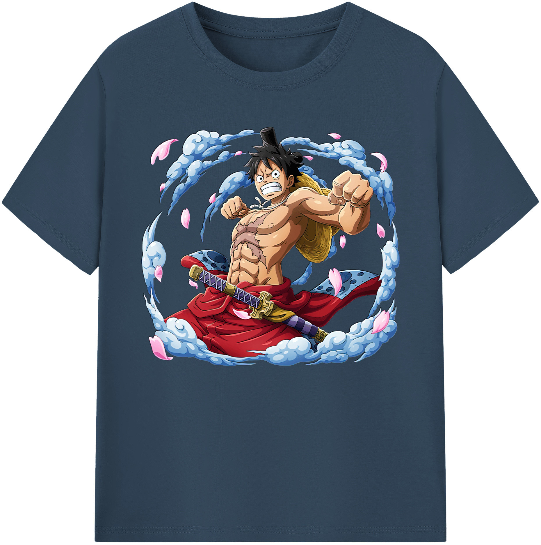 ワンピース モンキー・D・ルフィ ONE PIECE Monkey D. Luffy 綿100％ メンズ半袖Tシャツ｜肌触りやわらか＆通気性
