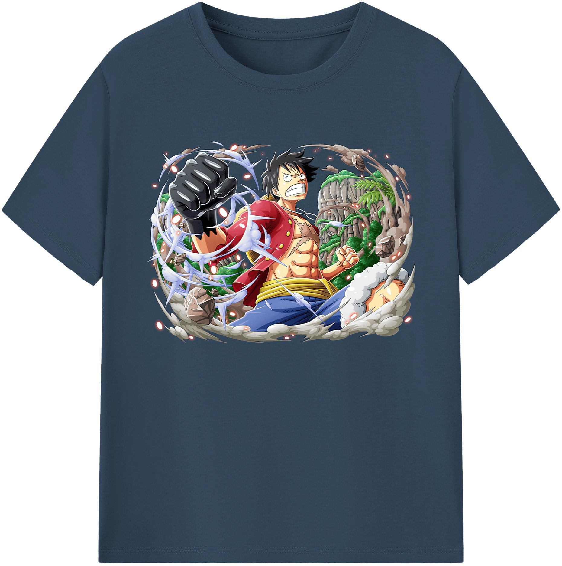 ワンピース モンキー・D・ルフィ ONE PIECE Monkey D. Luffy 綿100％ メンズ半袖Tシャツ｜肌触りやわらか＆通気性