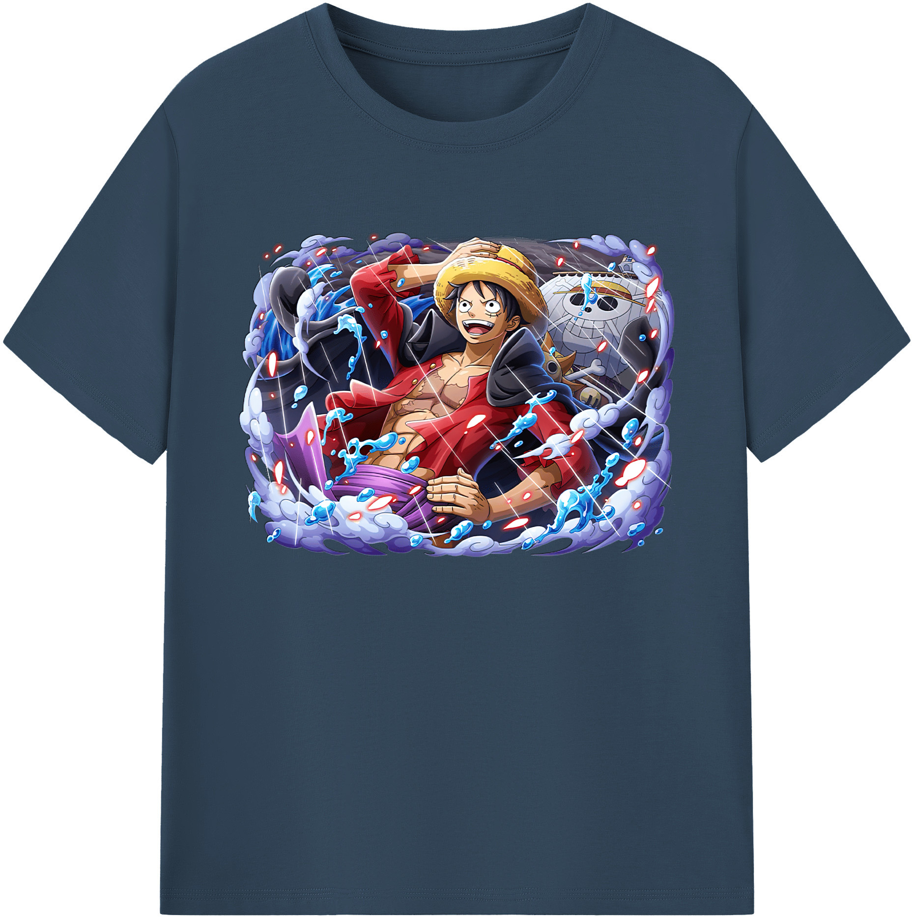 ワンピース モンキー・D・ルフィ ONE PIECE Monkey D. Luffy 綿100％ メンズ半袖Tシャツ｜肌触りやわらか＆通気性
