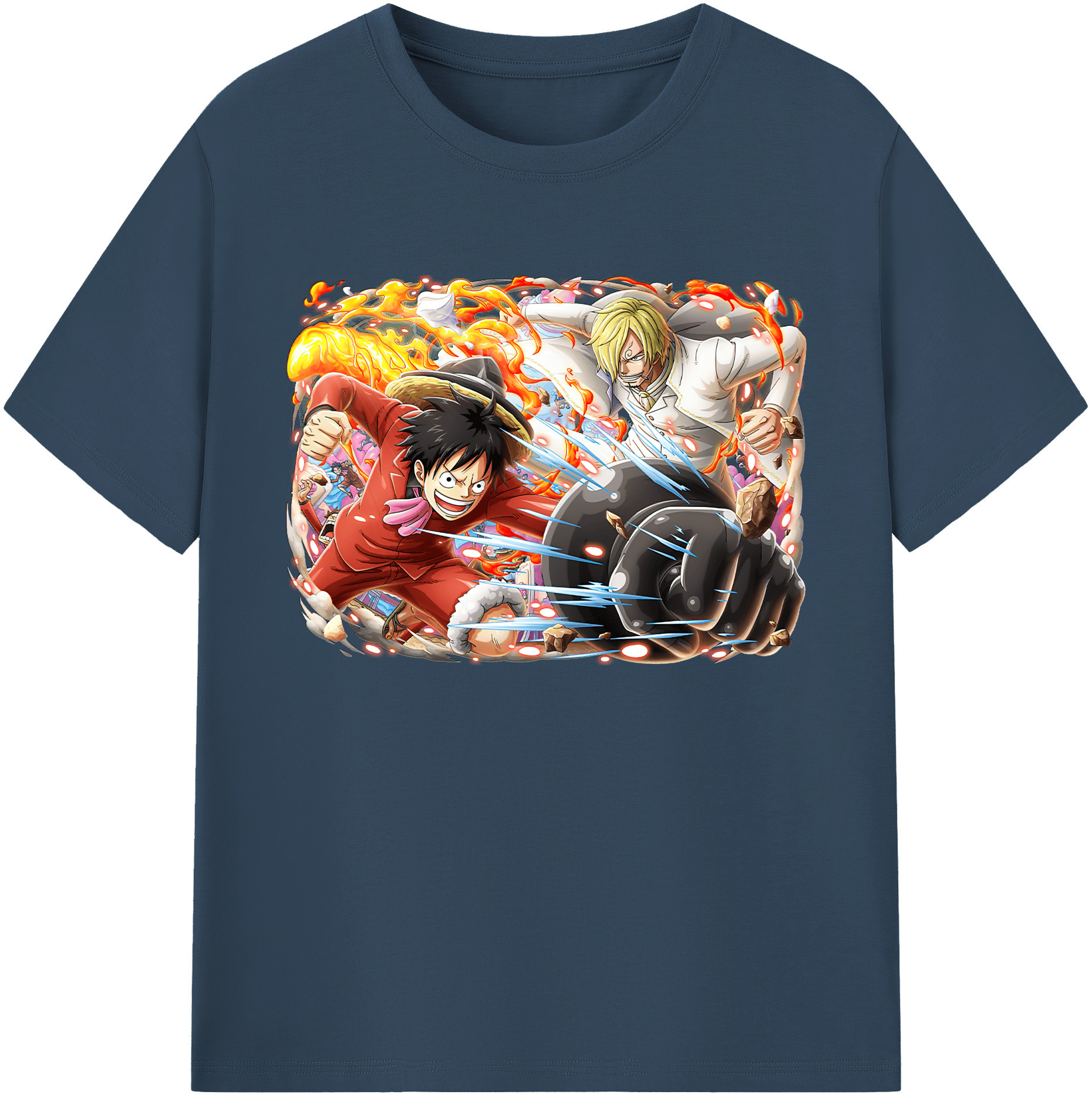 ワンピース モンキー・D・ルフィ ONE PIECE Monkey D. Luffy 綿100％ メンズ半袖Tシャツ｜肌触りやわらか＆通気性