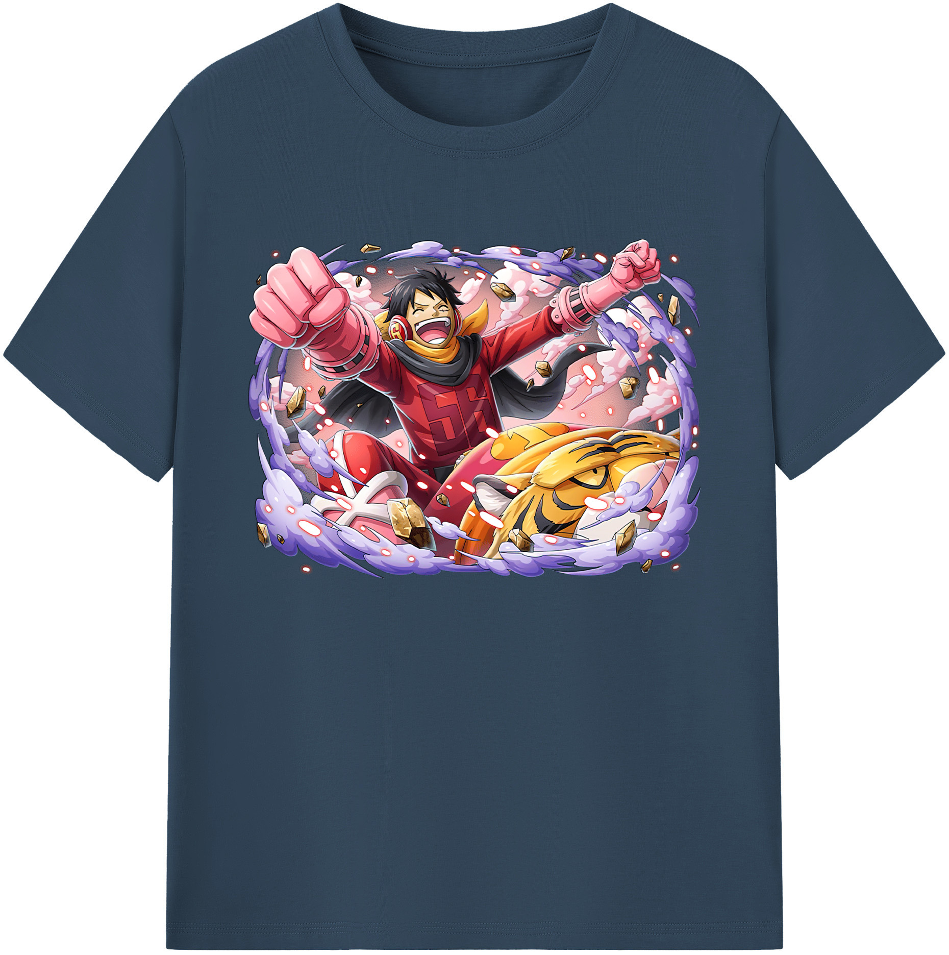 ワンピース モンキー・D・ルフィ ONE PIECE Monkey D. Luffy 綿100％ メンズ半袖Tシャツ｜肌触りやわらか＆通気性