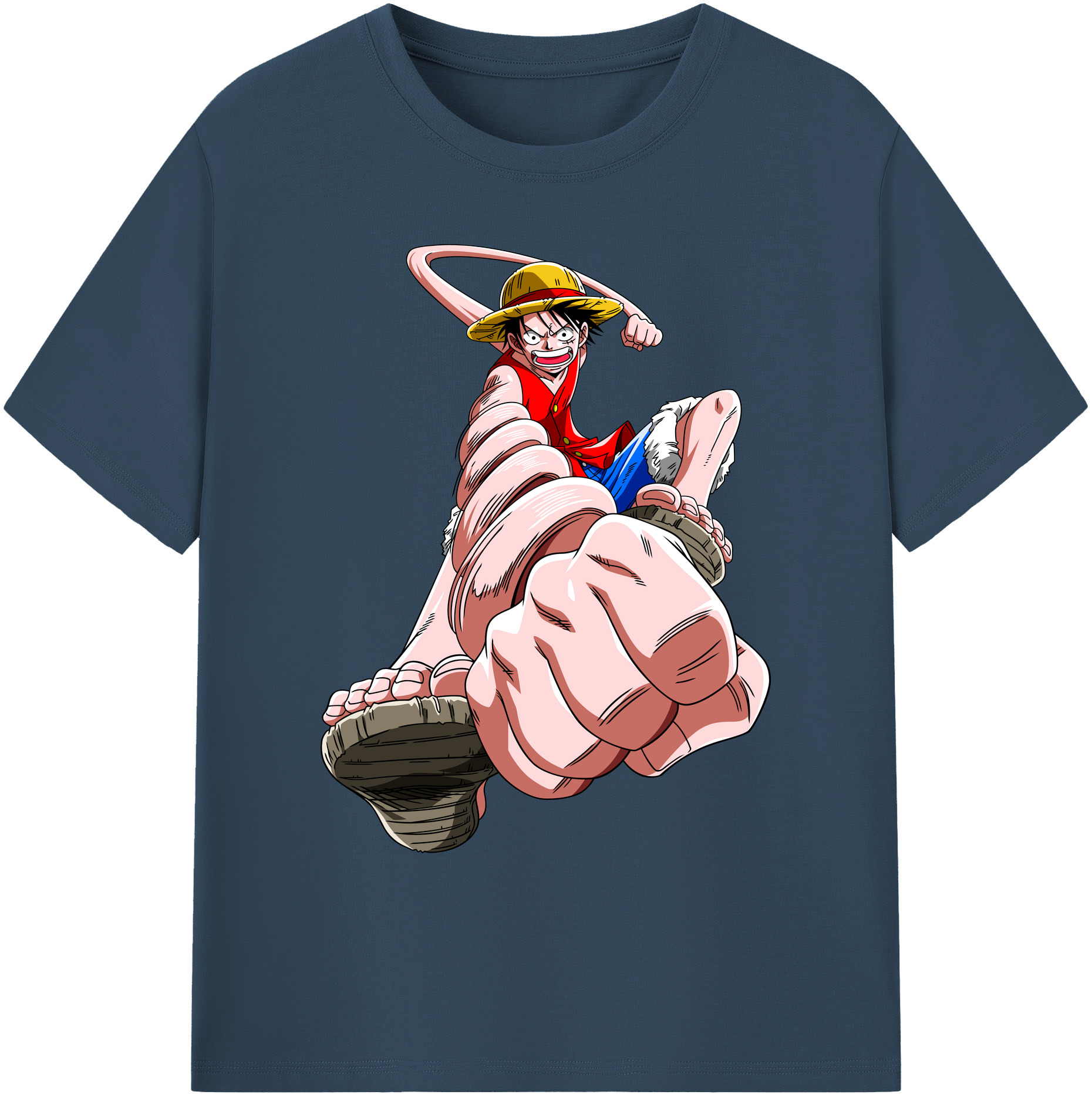 ワンピース モンキー・D・ルフィ ONE PIECE Monkey D. Luffy 綿100％ メンズ半袖Tシャツ｜肌触りやわらか＆通気性