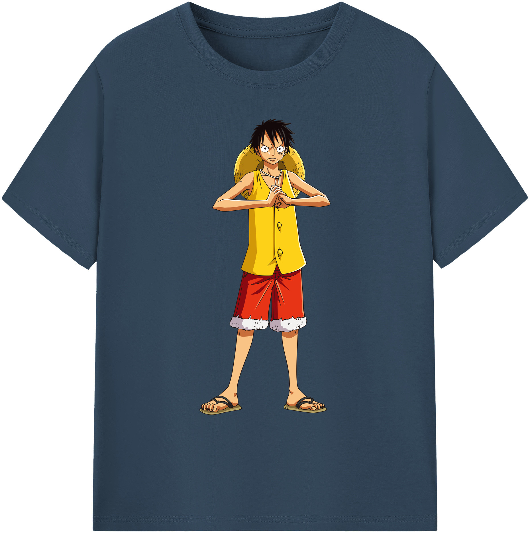 ワンピース モンキー・D・ルフィ ONE PIECE Monkey D. Luffy 綿100％ メンズ半袖Tシャツ｜肌触りやわらか＆通気性