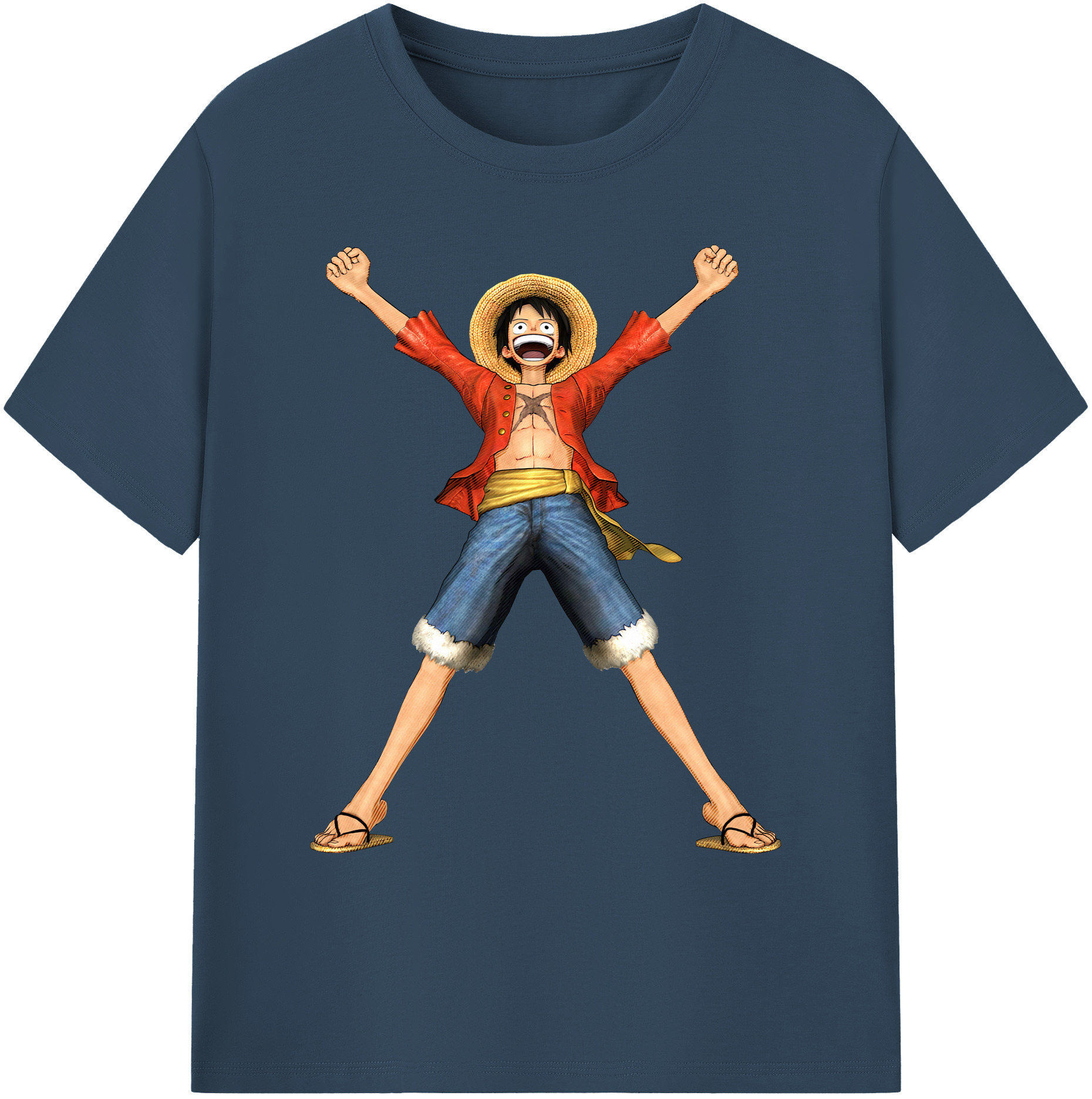 ワンピース モンキー・D・ルフィ ONE PIECE Monkey D. Luffy 綿100％ メンズ半袖Tシャツ｜肌触りやわらか＆通気性