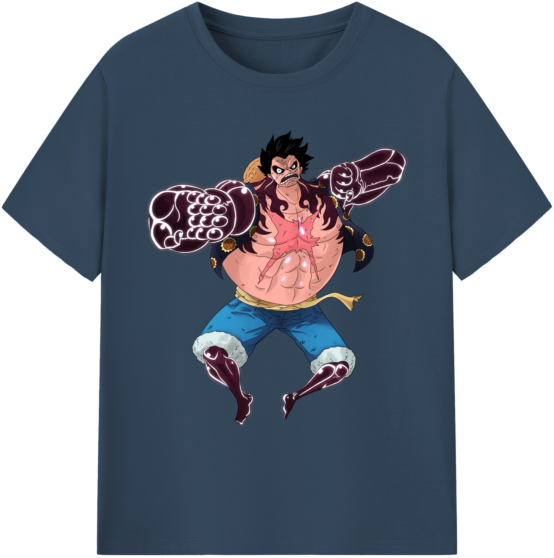 ワンピース モンキー・D・ルフィ ONE PIECE Monkey D. Luffy 綿100％ メンズ半袖Tシャツ｜肌触りやわらか＆通気性