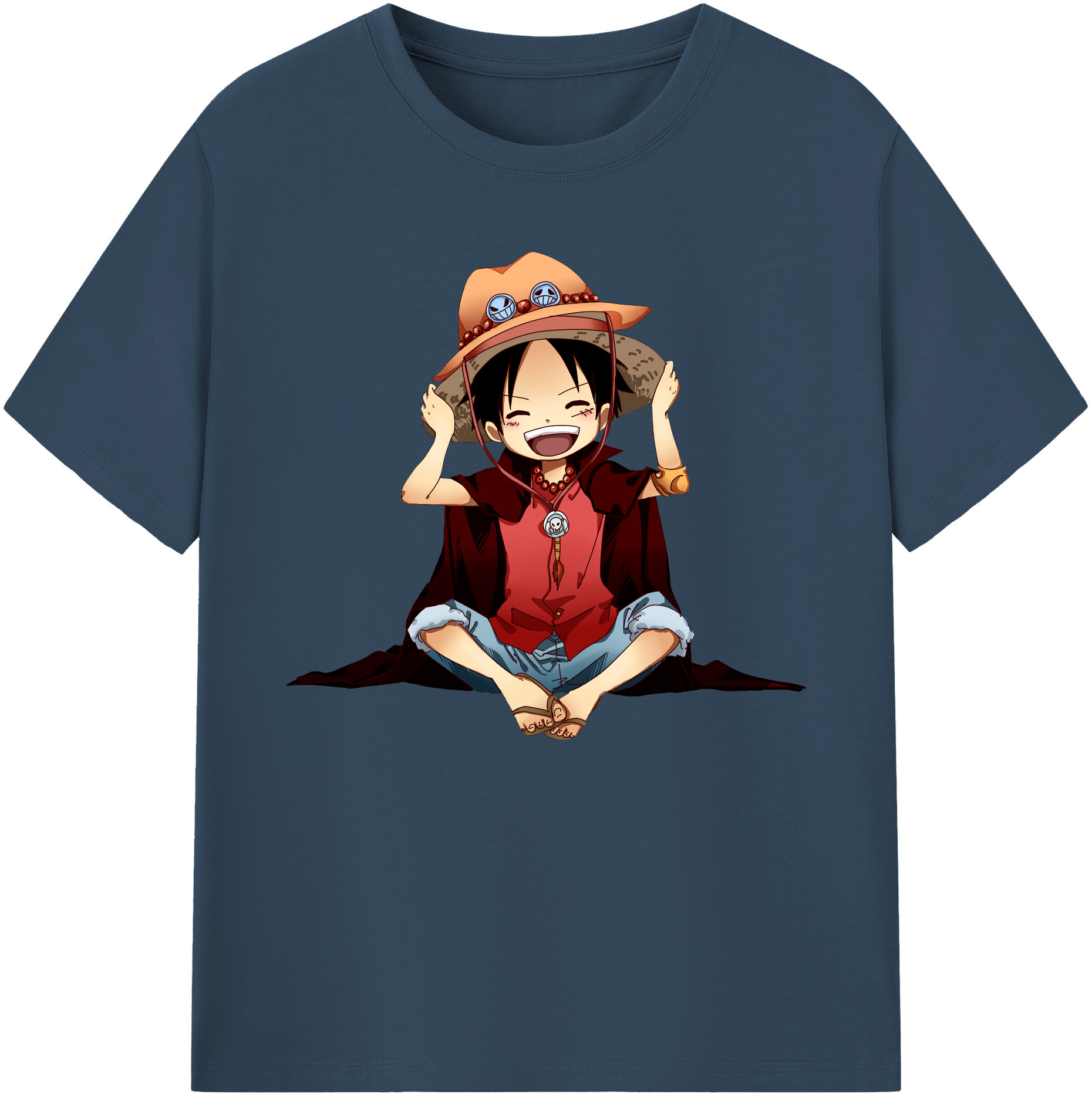 ワンピース モンキー・D・ルフィ ONE PIECE Monkey D. Luffy 綿100％ メンズ半袖Tシャツ｜肌触りやわらか＆通気性
