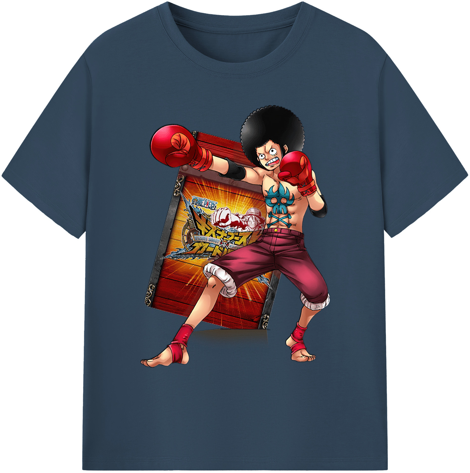 ワンピース モンキー・D・ルフィ ONE PIECE Monkey D. Luffy 綿100％ メンズ半袖Tシャツ｜肌触りやわらか＆通気性