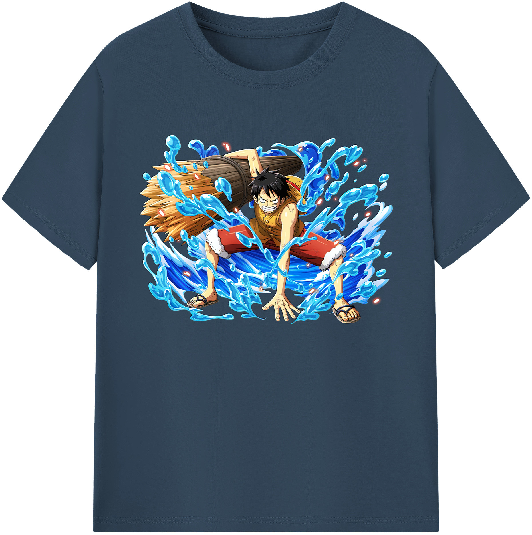ワンピース モンキー・D・ルフィ ONE PIECE Monkey D. Luffy 綿100％ メンズ半袖Tシャツ｜肌触りやわらか＆通気性