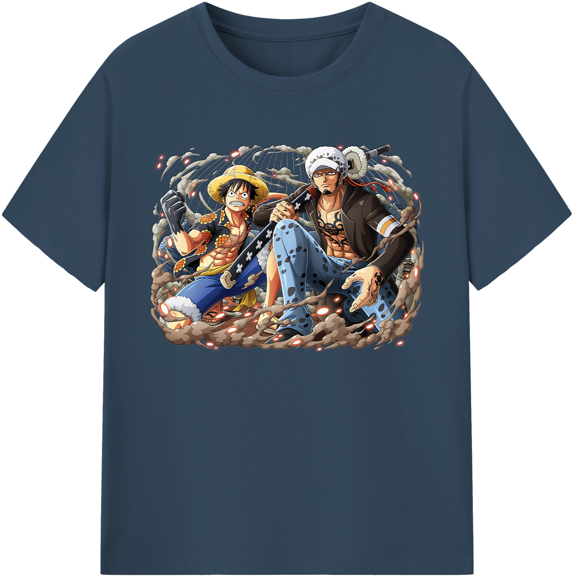 ワンピース モンキー・D・ルフィ ONE PIECE Monkey D. Luffy 綿100％ メンズ半袖Tシャツ｜肌触りやわらか＆通気性