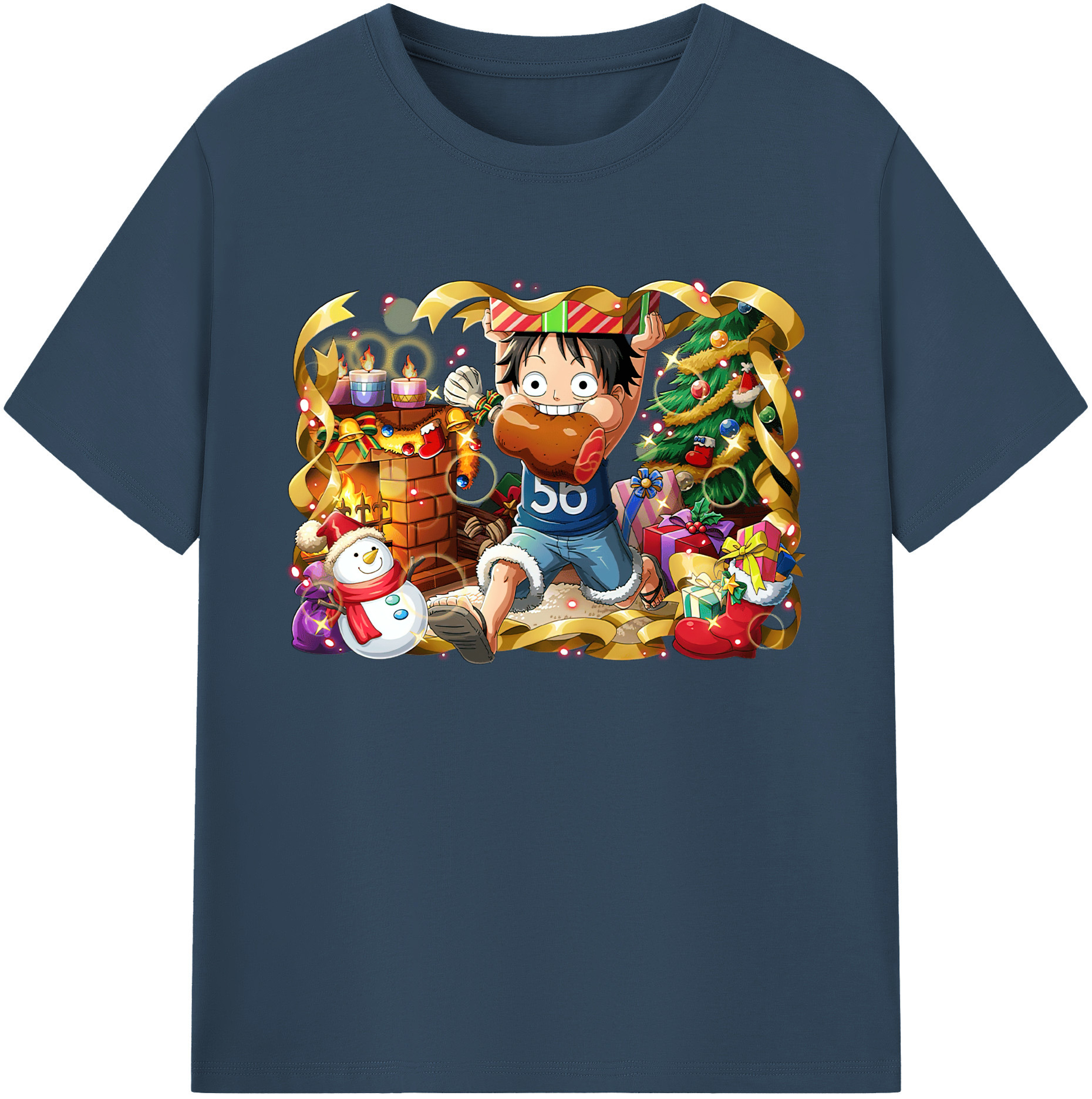 ワンピース モンキー・D・ルフィ ONE PIECE Monkey D. Luffy 綿100％ メンズ半袖Tシャツ｜肌触りやわらか＆通気性