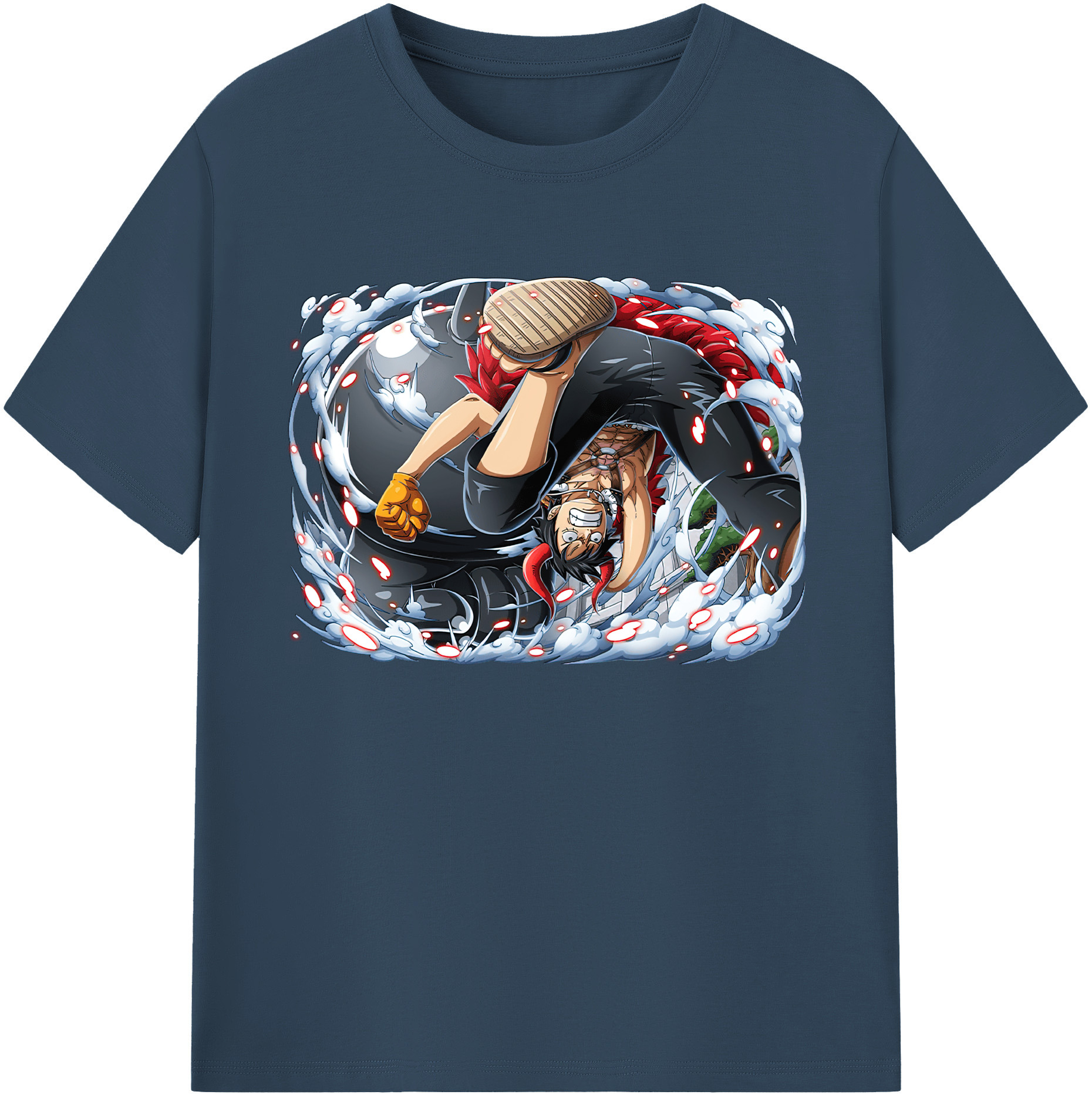ワンピース モンキー・D・ルフィ ONE PIECE Monkey D. Luffy 綿100％ メンズ半袖Tシャツ｜肌触りやわらか＆通気性