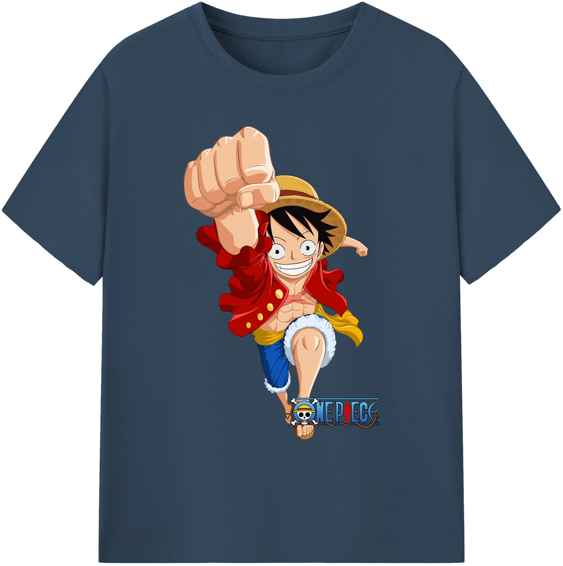 ワンピース モンキー・D・ルフィ ONE PIECE Monkey D. Luffy 綿100％ メンズ半袖Tシャツ｜肌触りやわらか＆通気性