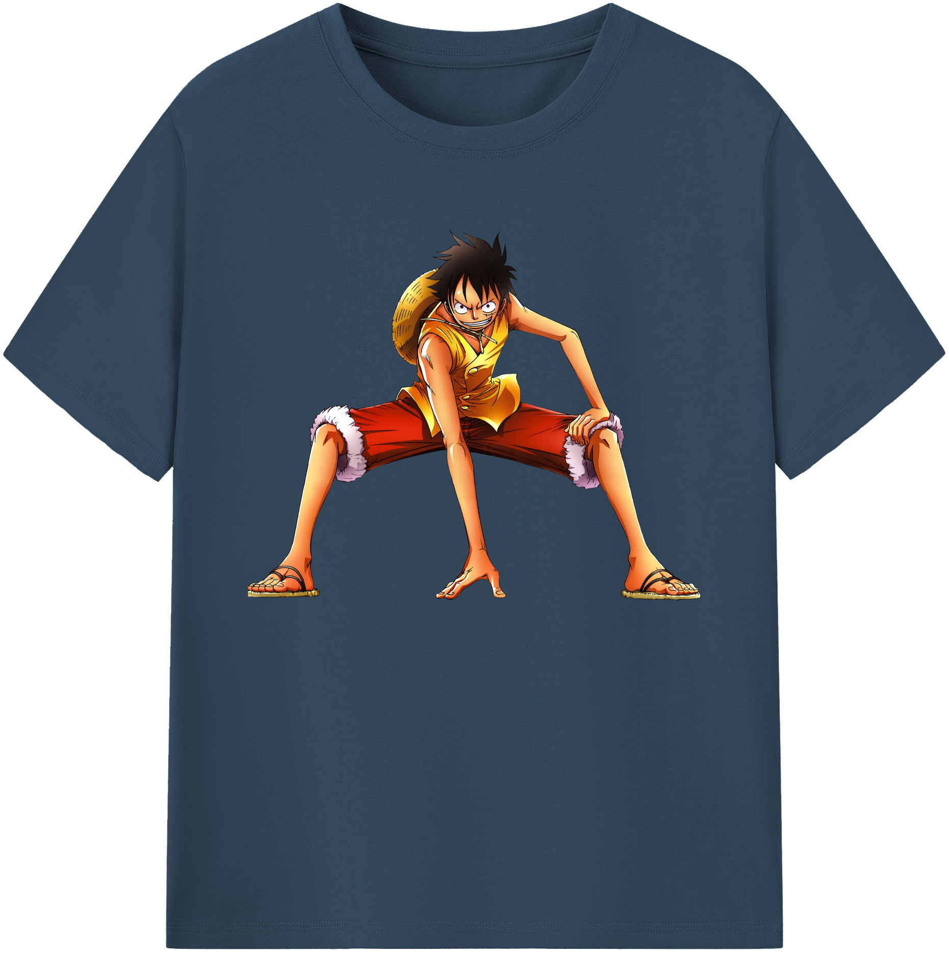 ワンピース モンキー・D・ルフィ ONE PIECE Monkey D. Luffy 綿100％ メンズ半袖Tシャツ｜肌触りやわらか＆通気性