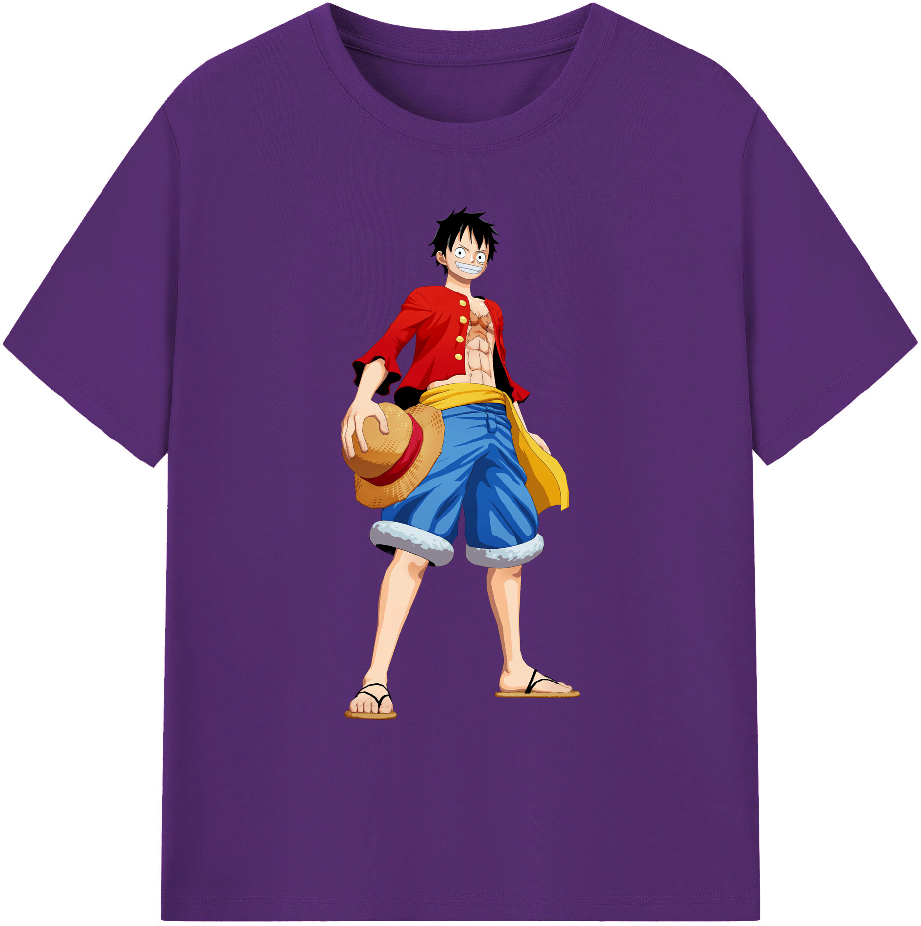 ワンピース モンキー・D・ルフィ ONE PIECE Monkey D. Luffy 綿100％ メンズ半袖Tシャツ｜肌触りやわらか＆通気性