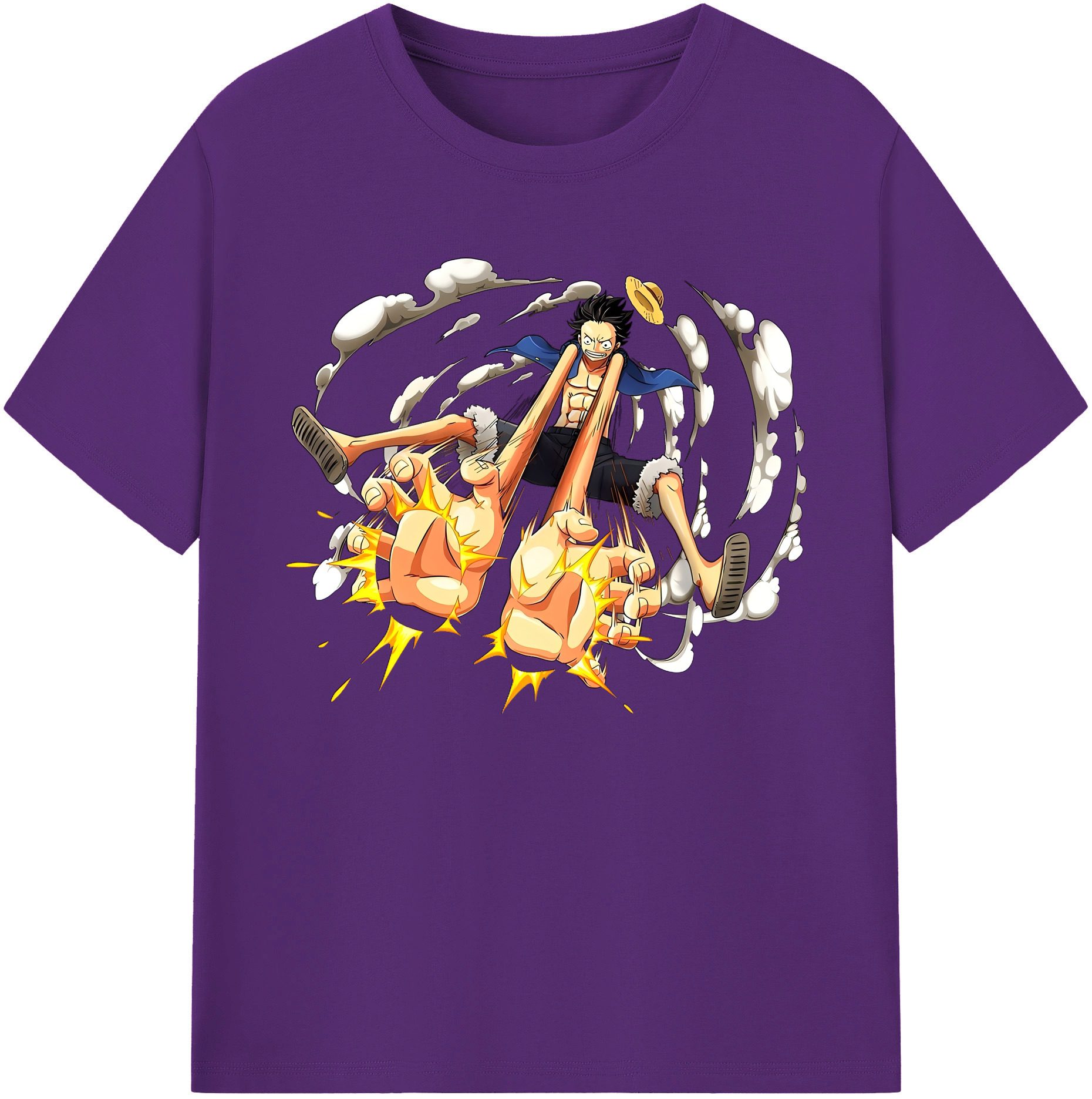 ワンピース モンキー・D・ルフィ ONE PIECE Monkey D. Luffy 綿100％ メンズ半袖Tシャツ｜肌触りやわらか＆通気性