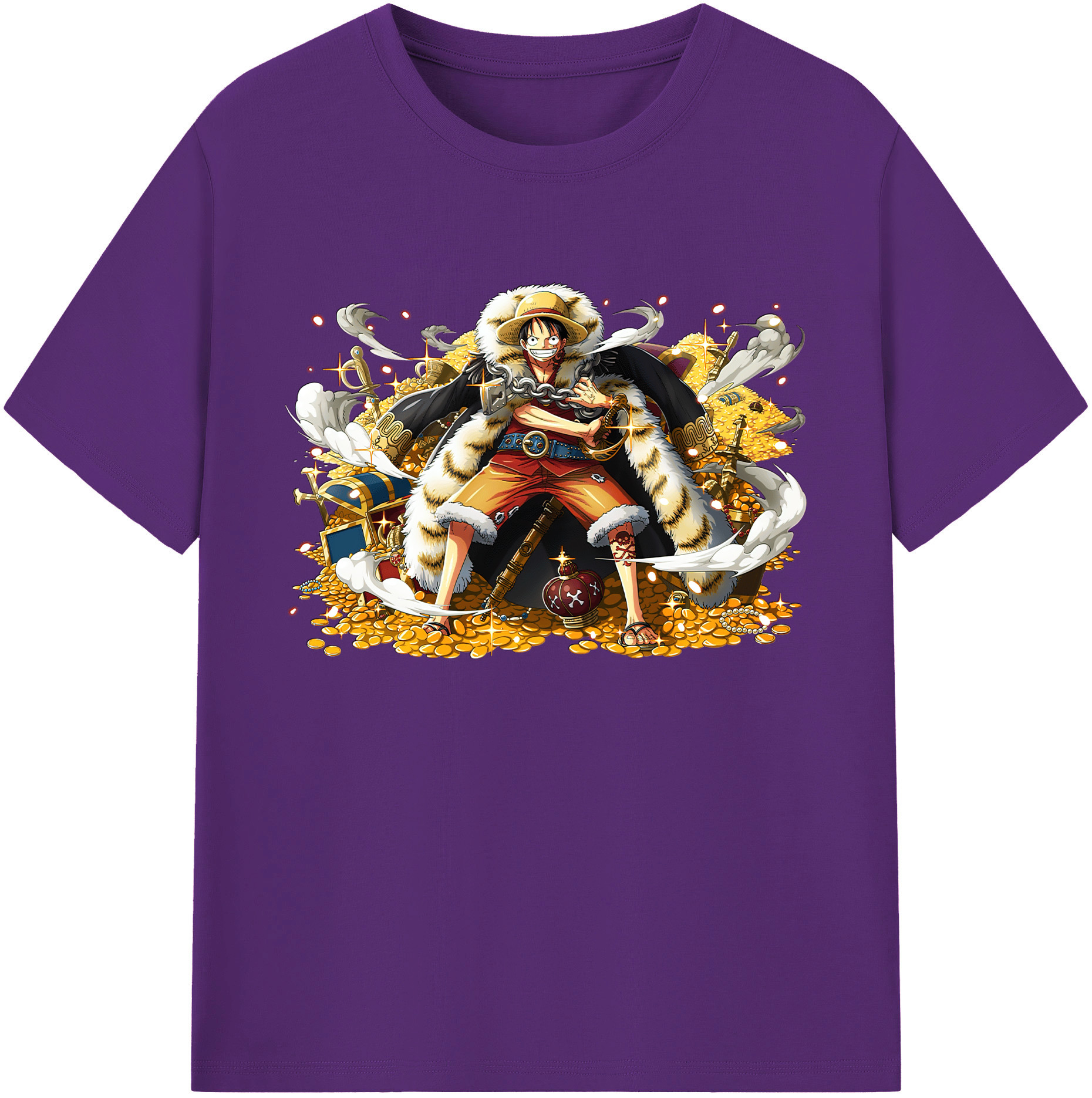 ワンピース モンキー・D・ルフィ ONE PIECE Monkey D. Luffy 綿100％ メンズ半袖Tシャツ｜肌触りやわらか＆通気性