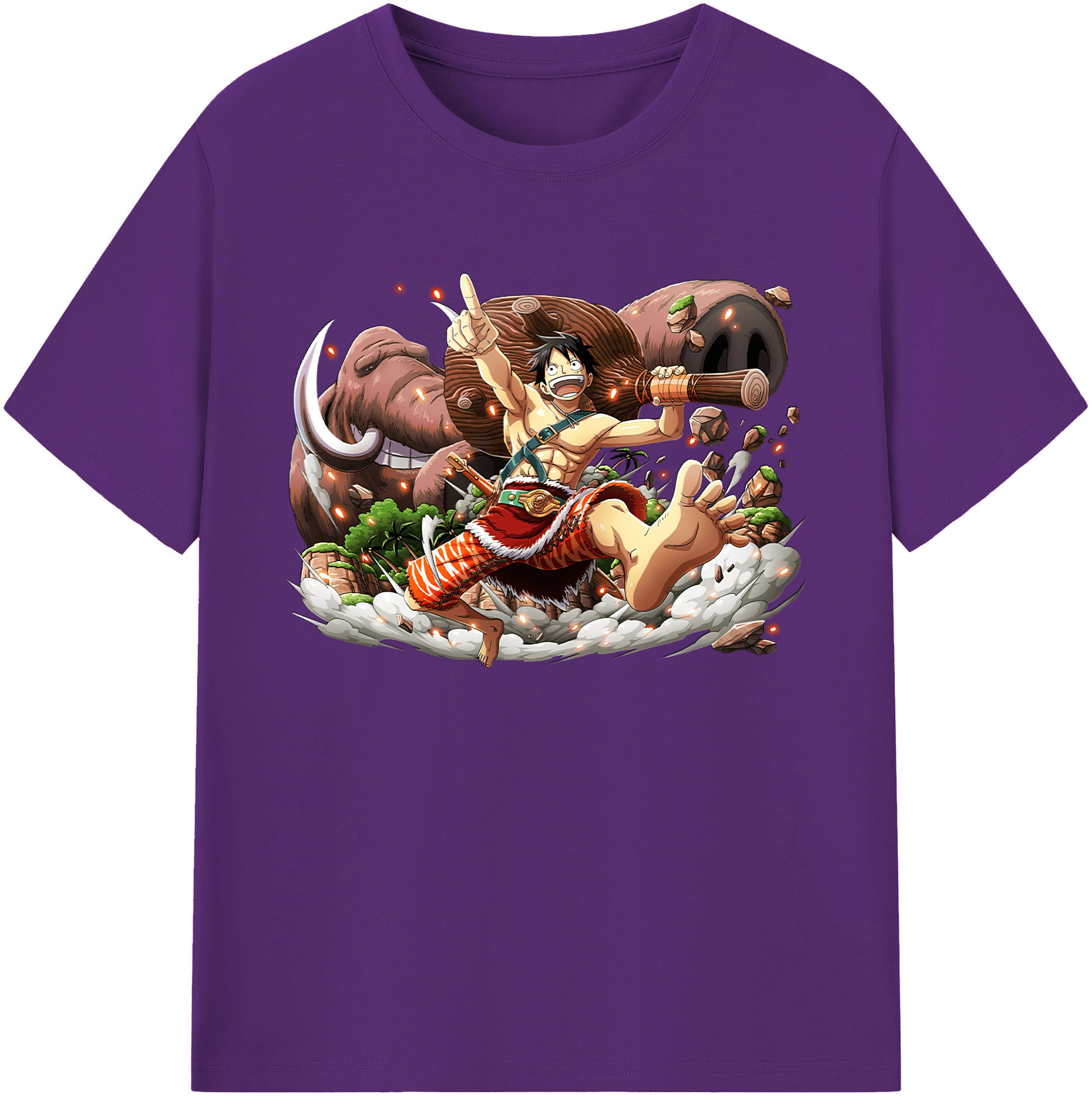 ワンピース モンキー・D・ルフィ ONE PIECE Monkey D. Luffy 綿100％ メンズ半袖Tシャツ｜肌触りやわらか＆通気性