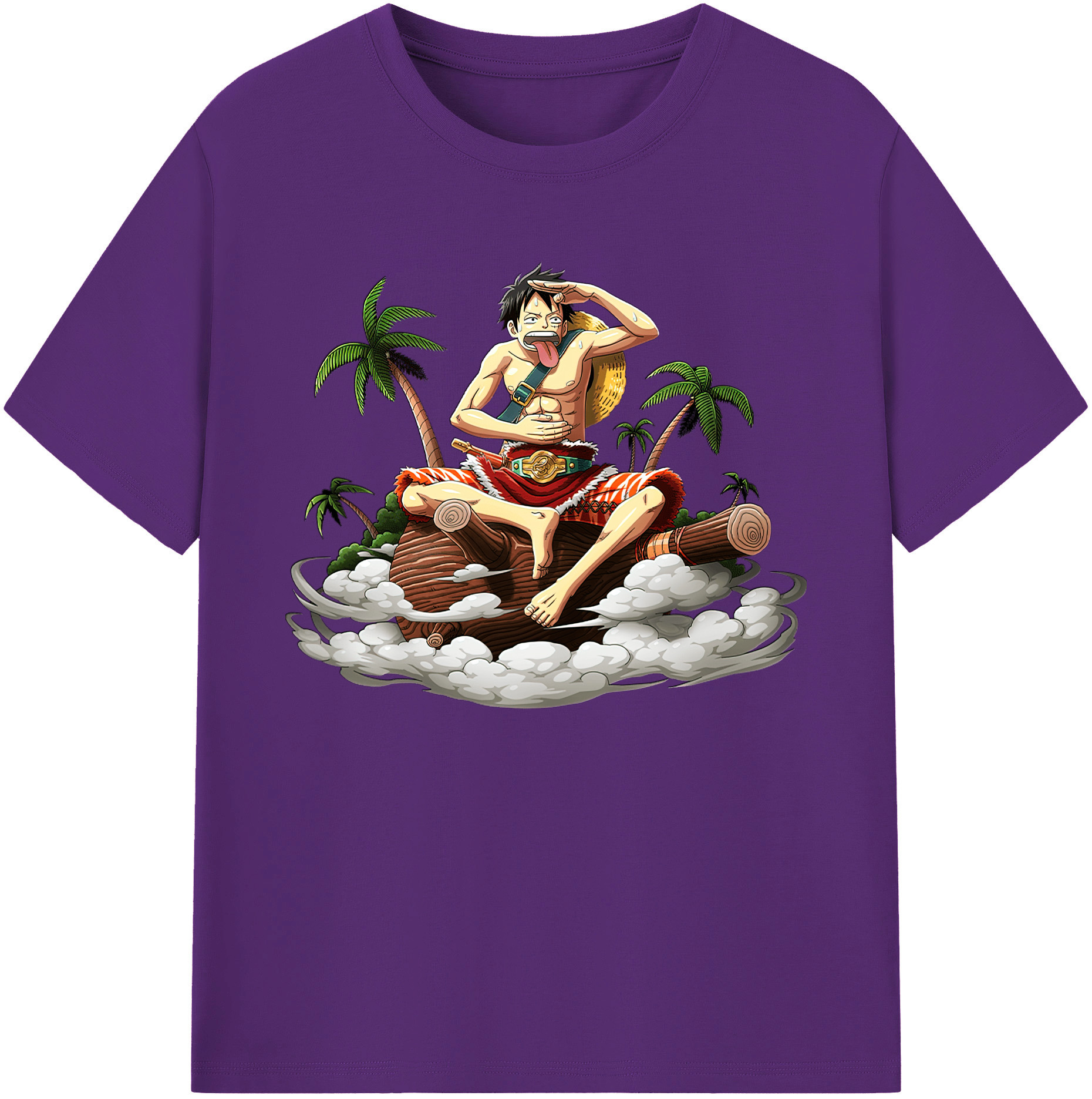 ワンピース モンキー・D・ルフィ ONE PIECE Monkey D. Luffy 綿100％ メンズ半袖Tシャツ｜肌触りやわらか＆通気性