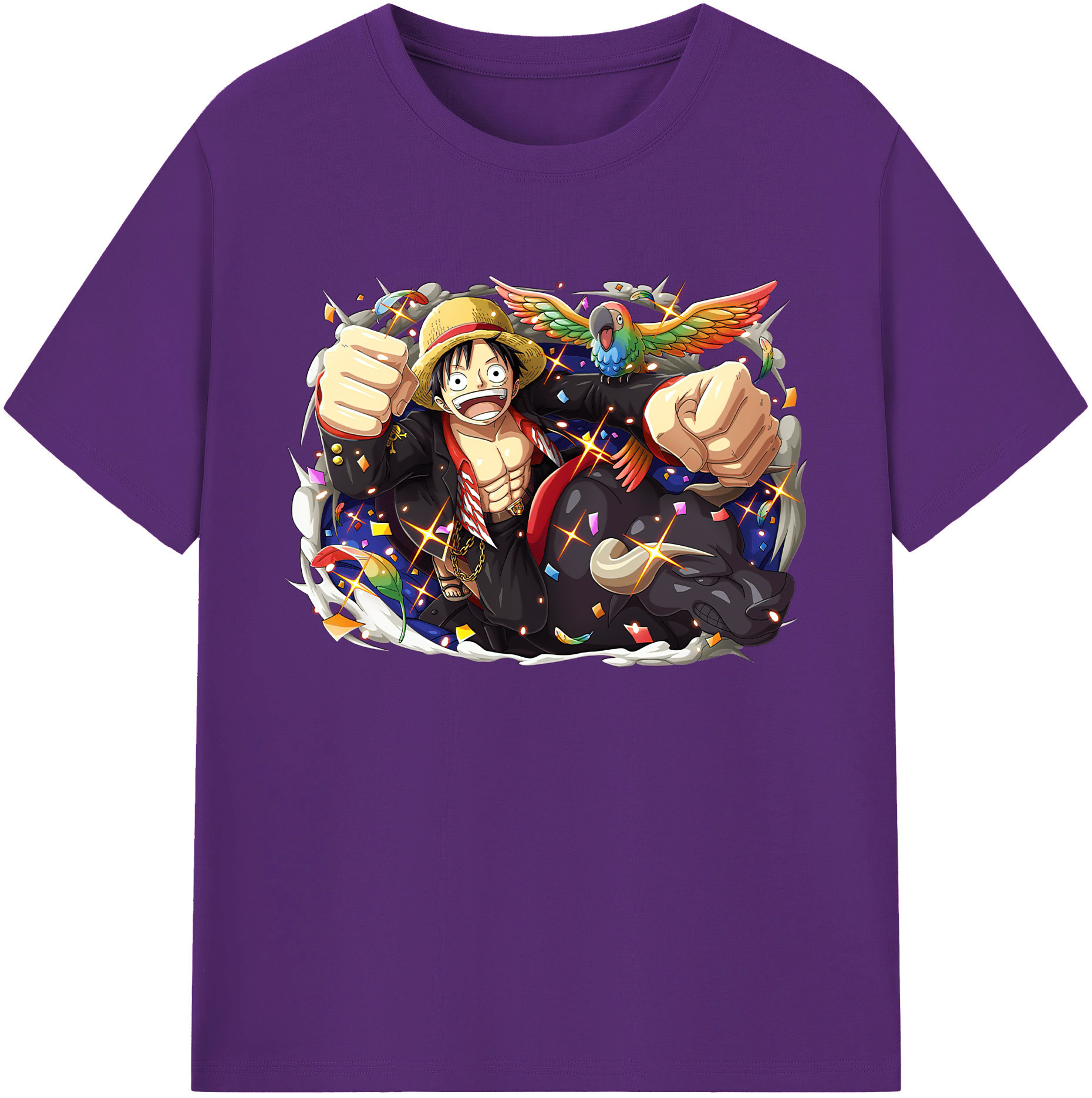 ワンピース モンキー・D・ルフィ ONE PIECE Monkey D. Luffy 綿100％ メンズ半袖Tシャツ｜肌触りやわらか＆通気性