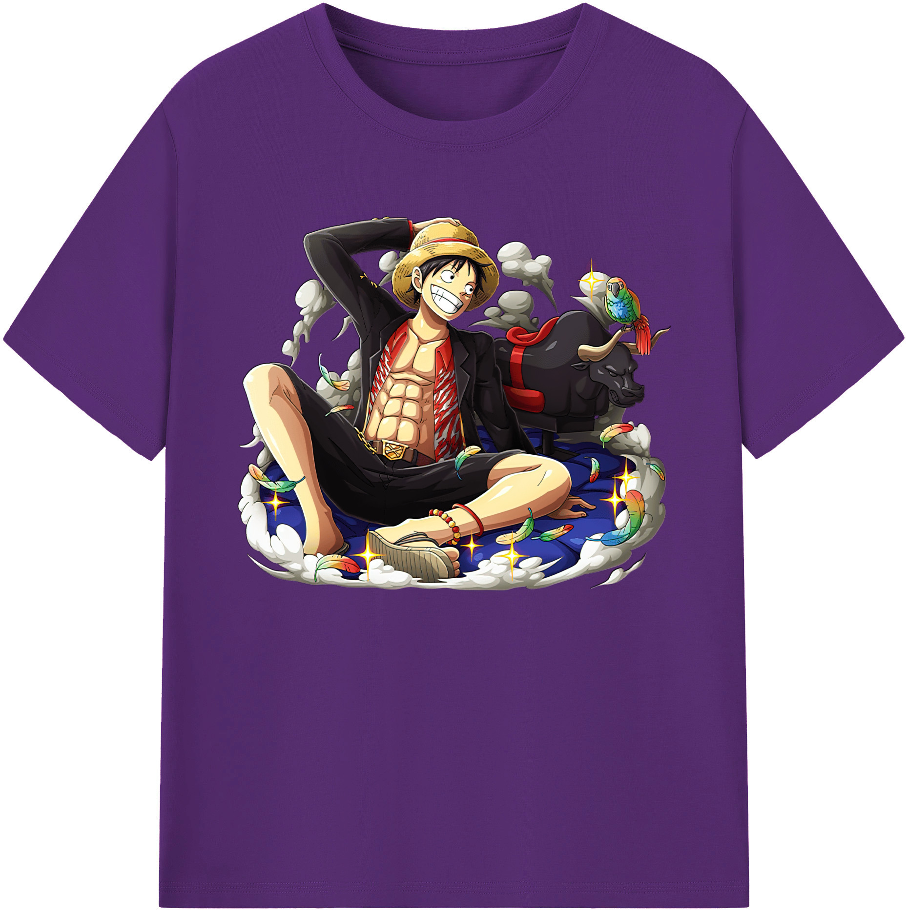ワンピース モンキー・D・ルフィ ONE PIECE Monkey D. Luffy 綿100％ メンズ半袖Tシャツ｜肌触りやわらか＆通気性