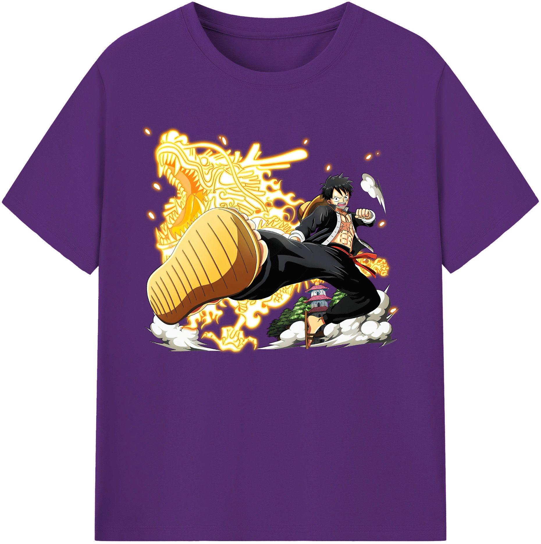 ワンピース モンキー・D・ルフィ ONE PIECE Monkey D. Luffy 綿100％ メンズ半袖Tシャツ｜肌触りやわらか＆通気性