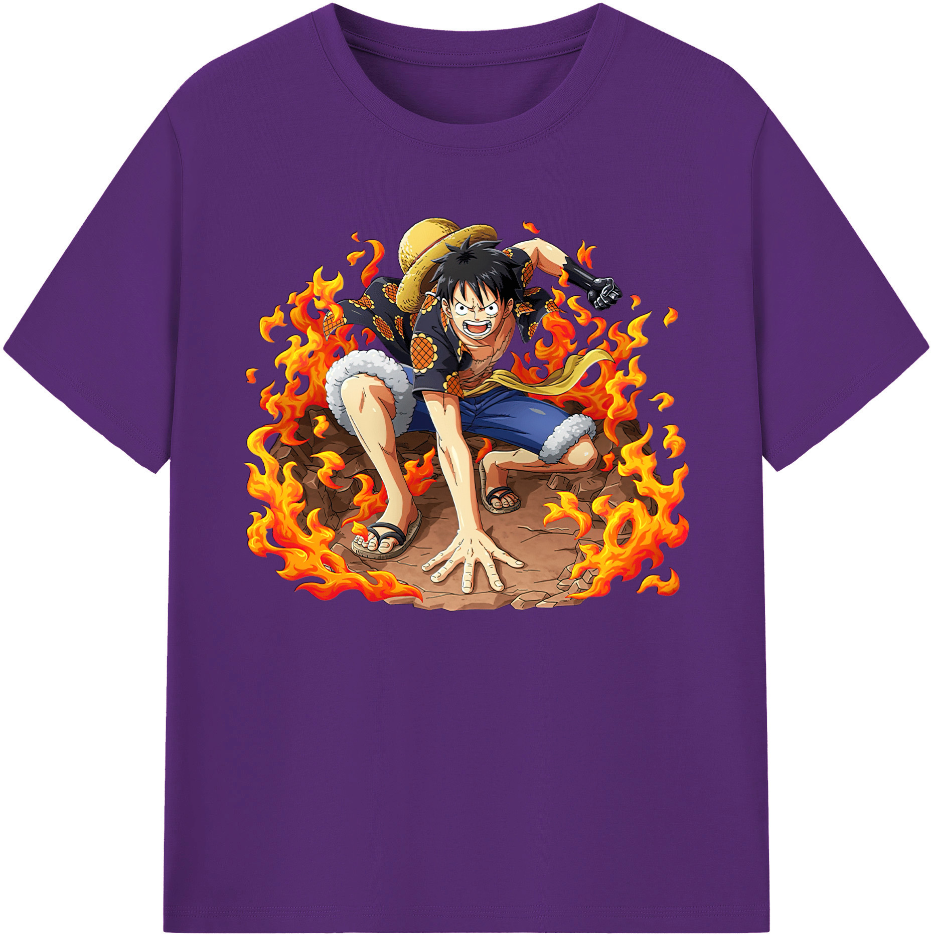 ワンピース モンキー・D・ルフィ ONE PIECE Monkey D. Luffy 綿100％ メンズ半袖Tシャツ｜肌触りやわらか＆通気性