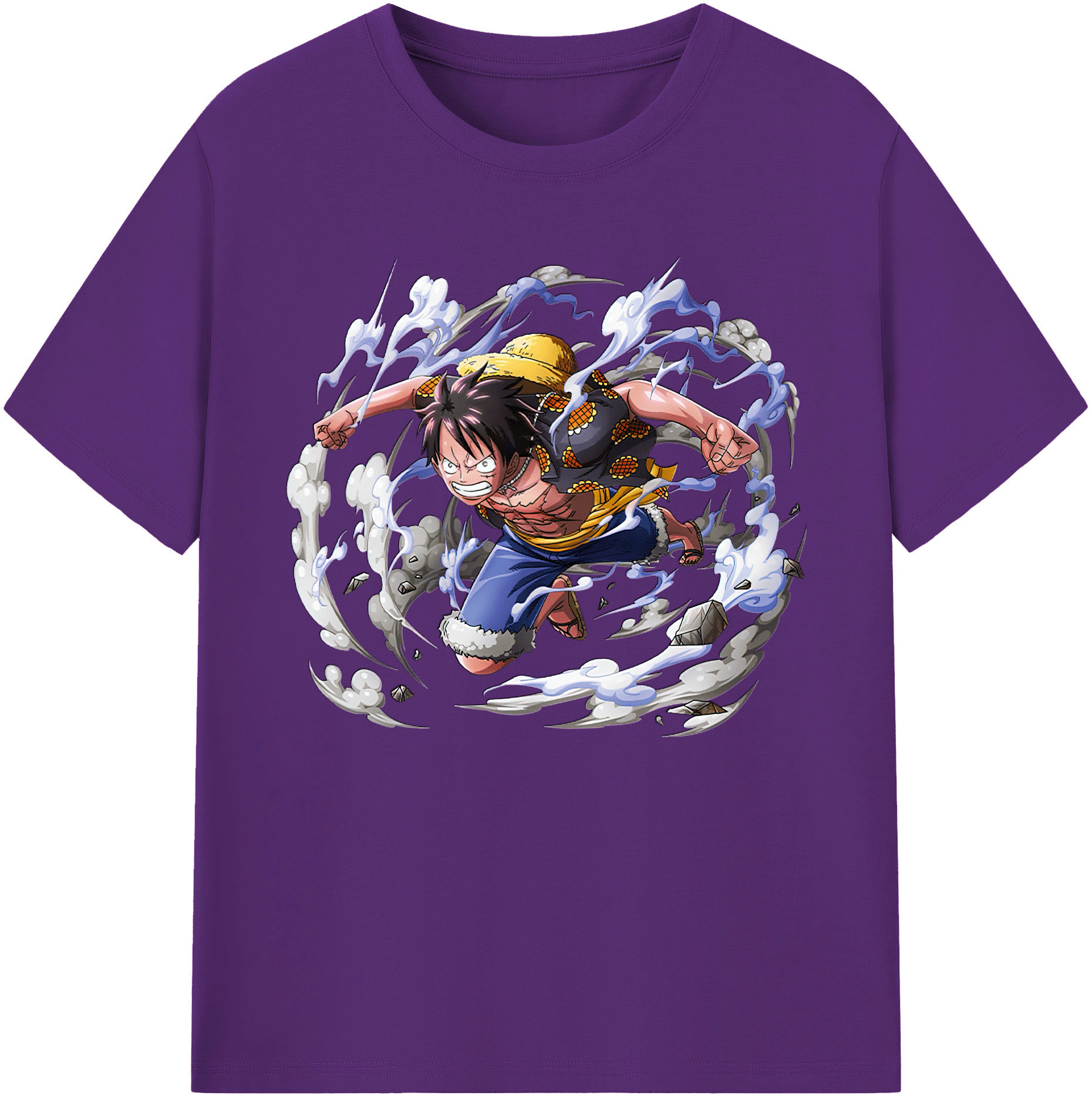 ワンピース モンキー・D・ルフィ ONE PIECE Monkey D. Luffy 綿100％ メンズ半袖Tシャツ｜肌触りやわらか＆通気性