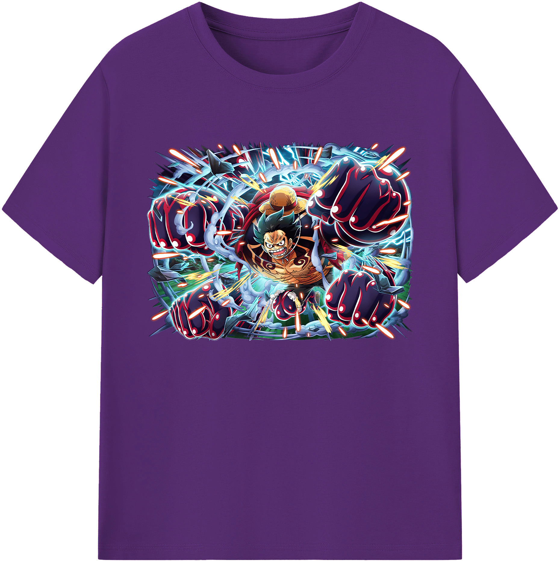 ワンピース モンキー・D・ルフィ ONE PIECE Monkey D. Luffy 綿100％ メンズ半袖Tシャツ｜肌触りやわらか＆通気性