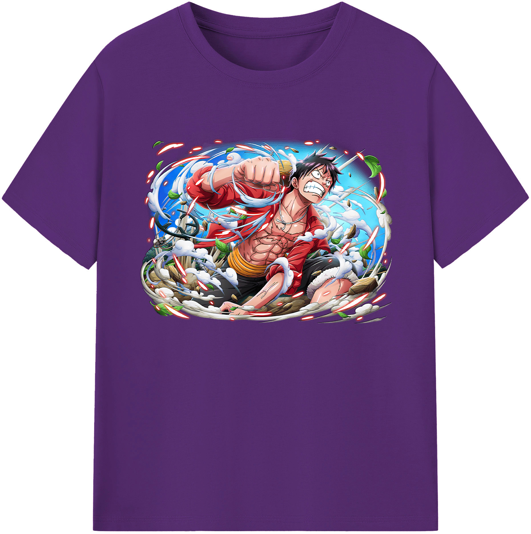ワンピース モンキー・D・ルフィ ONE PIECE Monkey D. Luffy 綿100％ メンズ半袖Tシャツ｜肌触りやわらか＆通気性