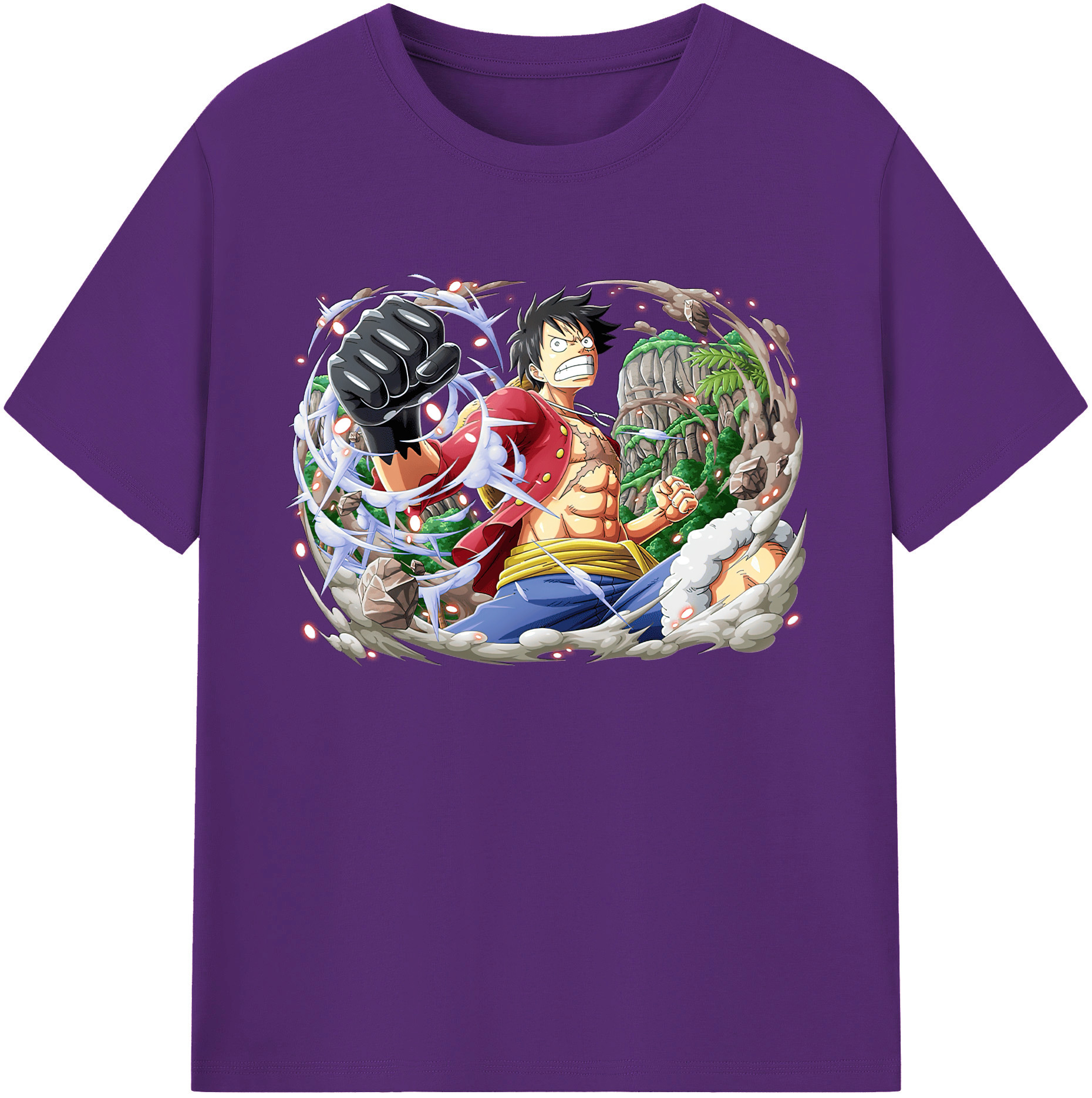 ワンピース モンキー・D・ルフィ ONE PIECE Monkey D. Luffy 綿100％ メンズ半袖Tシャツ｜肌触りやわらか＆通気性