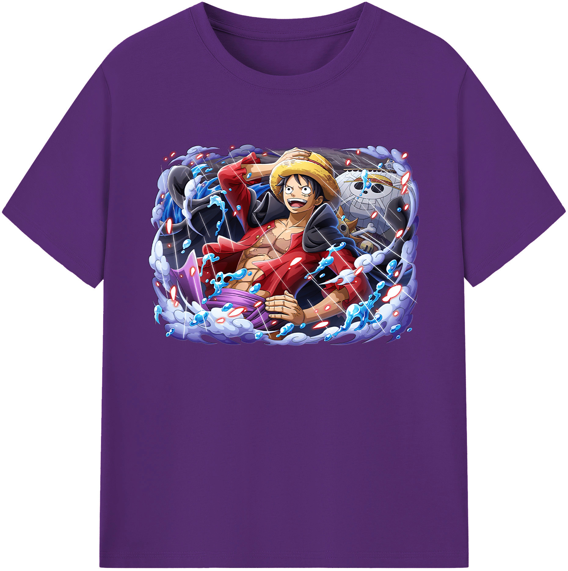 ワンピース モンキー・D・ルフィ ONE PIECE Monkey D. Luffy 綿100％ メンズ半袖Tシャツ｜肌触りやわらか＆通気性