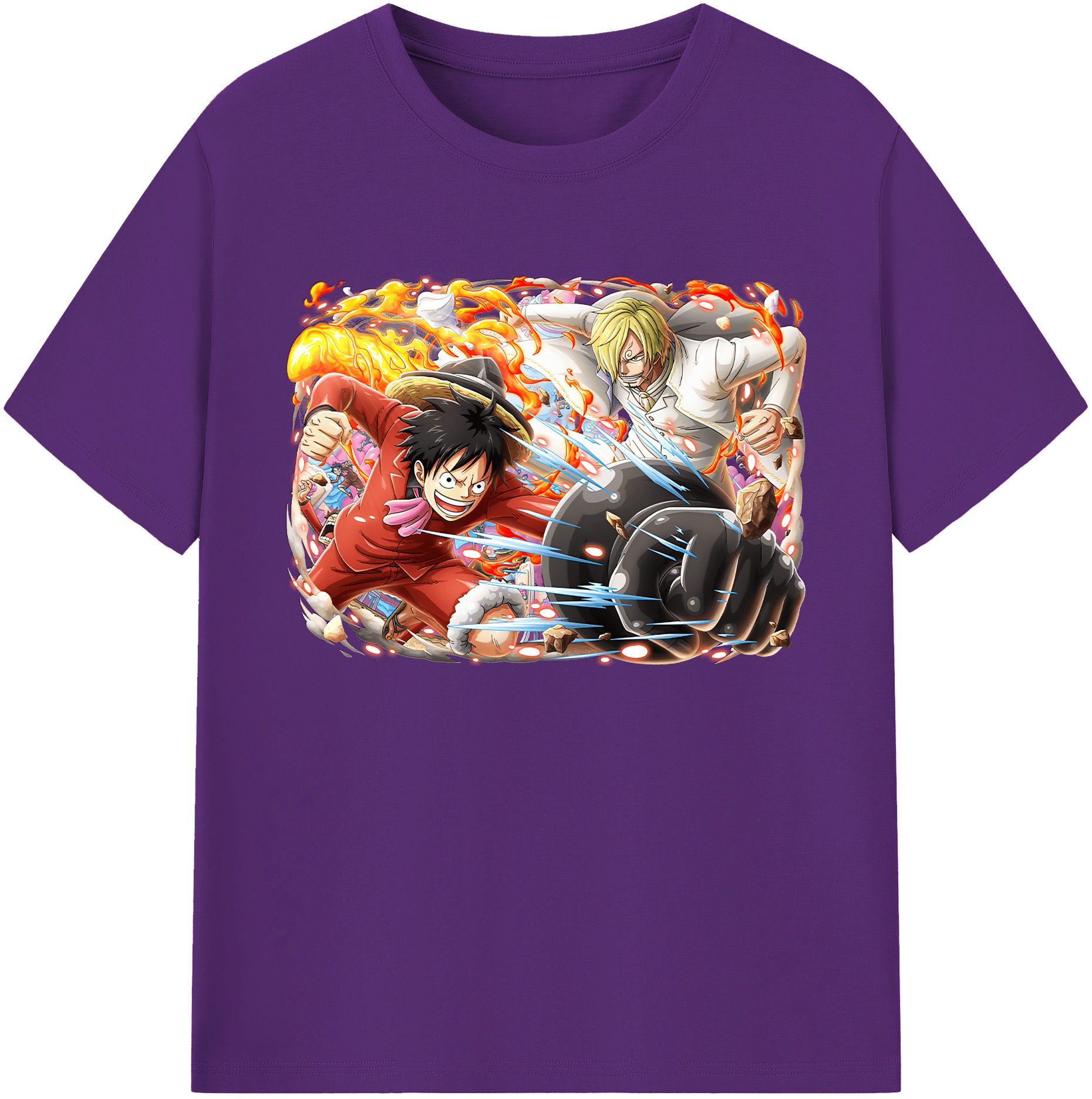 ワンピース モンキー・D・ルフィ ONE PIECE Monkey D. Luffy 綿100％ メンズ半袖Tシャツ｜肌触りやわらか＆通気性