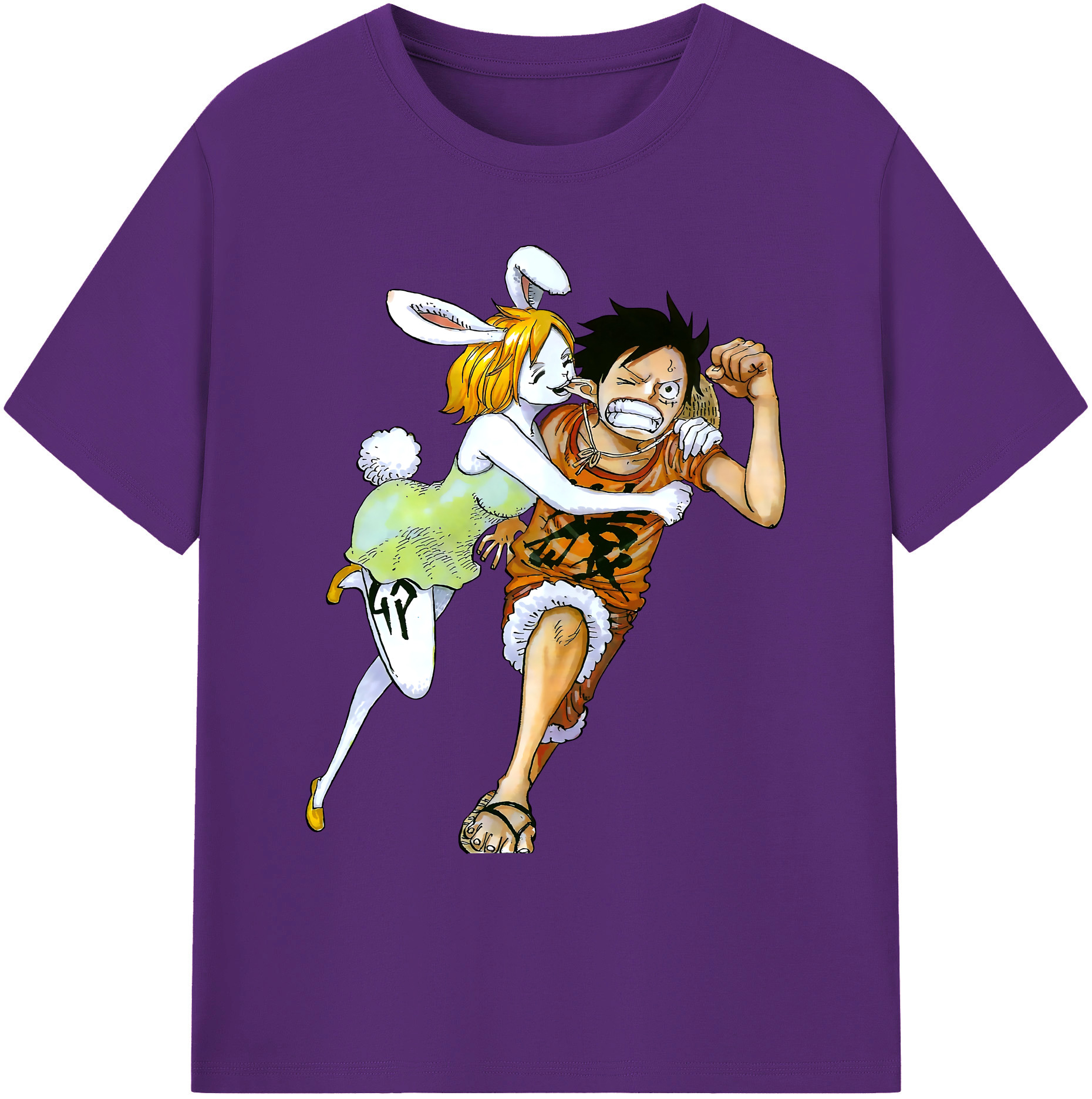 （画像用） ワンピース モンキー・D・ルフィ ONE PIECE Monkey D. Luffy 綿100％ メンズ半袖Tシャツ｜肌触りやわらか＆通気性