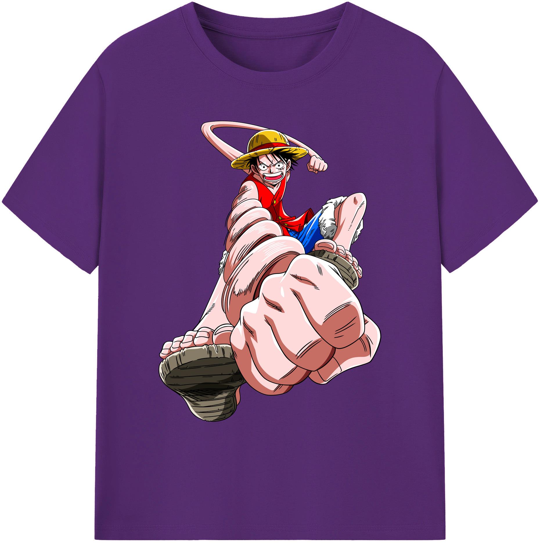 ワンピース モンキー・D・ルフィ ONE PIECE Monkey D. Luffy 綿100％ メンズ半袖Tシャツ｜肌触りやわらか＆通気性