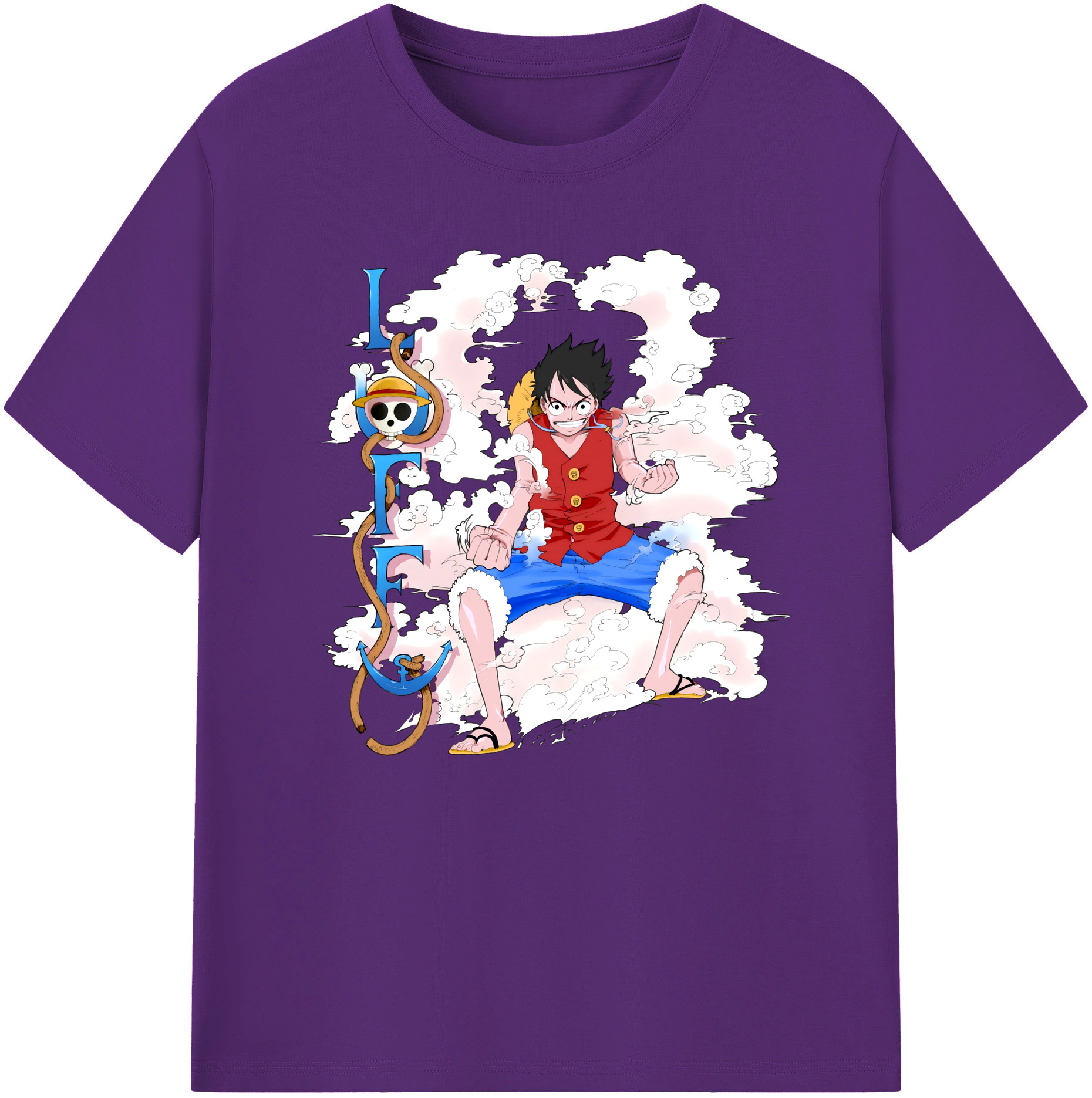 ワンピース モンキー・D・ルフィ ONE PIECE Monkey D. Luffy 綿100％ メンズ半袖Tシャツ｜肌触りやわらか＆通気性