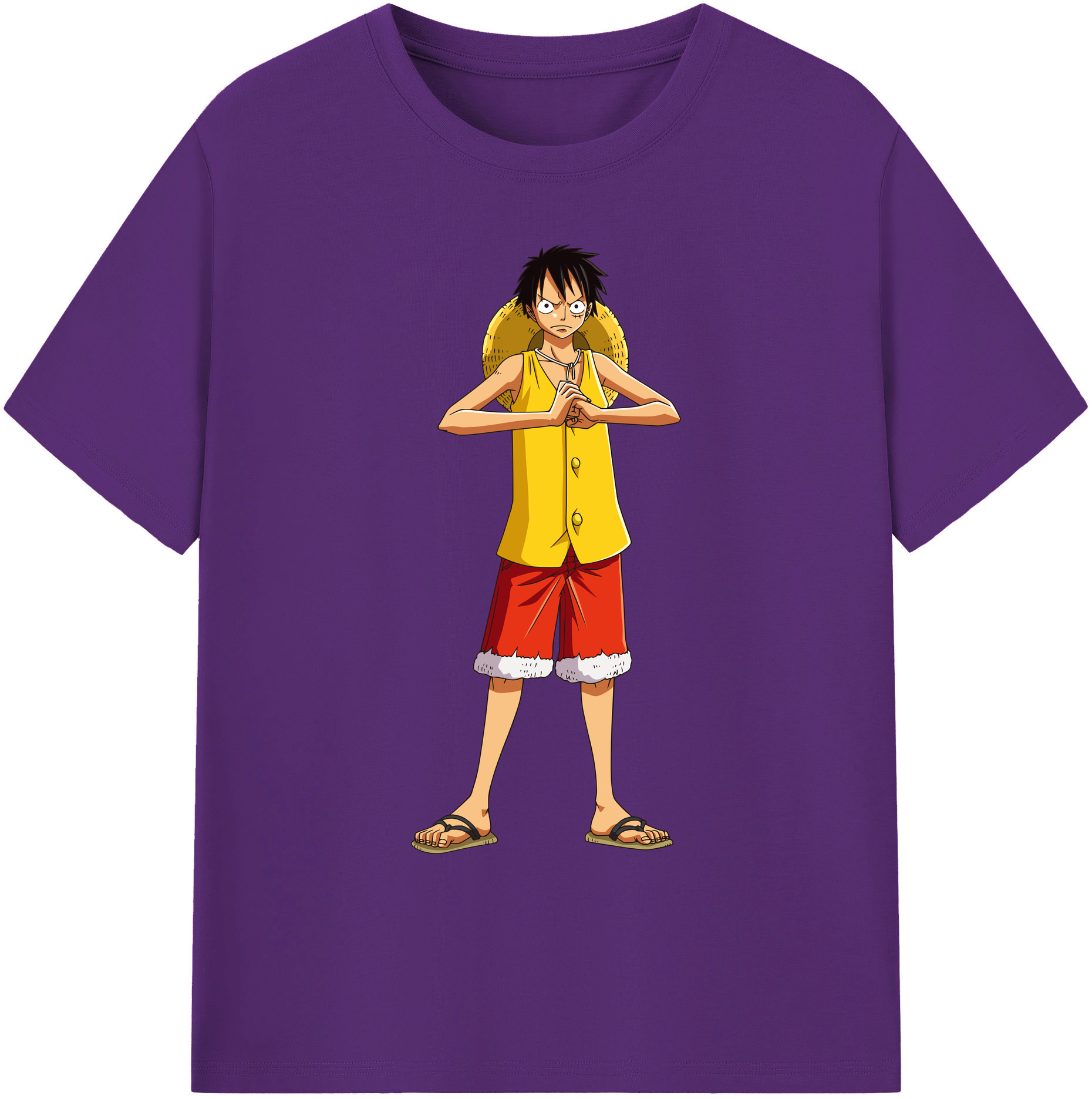 ワンピース モンキー・D・ルフィ ONE PIECE Monkey D. Luffy 綿100％ メンズ半袖Tシャツ｜肌触りやわらか＆通気性