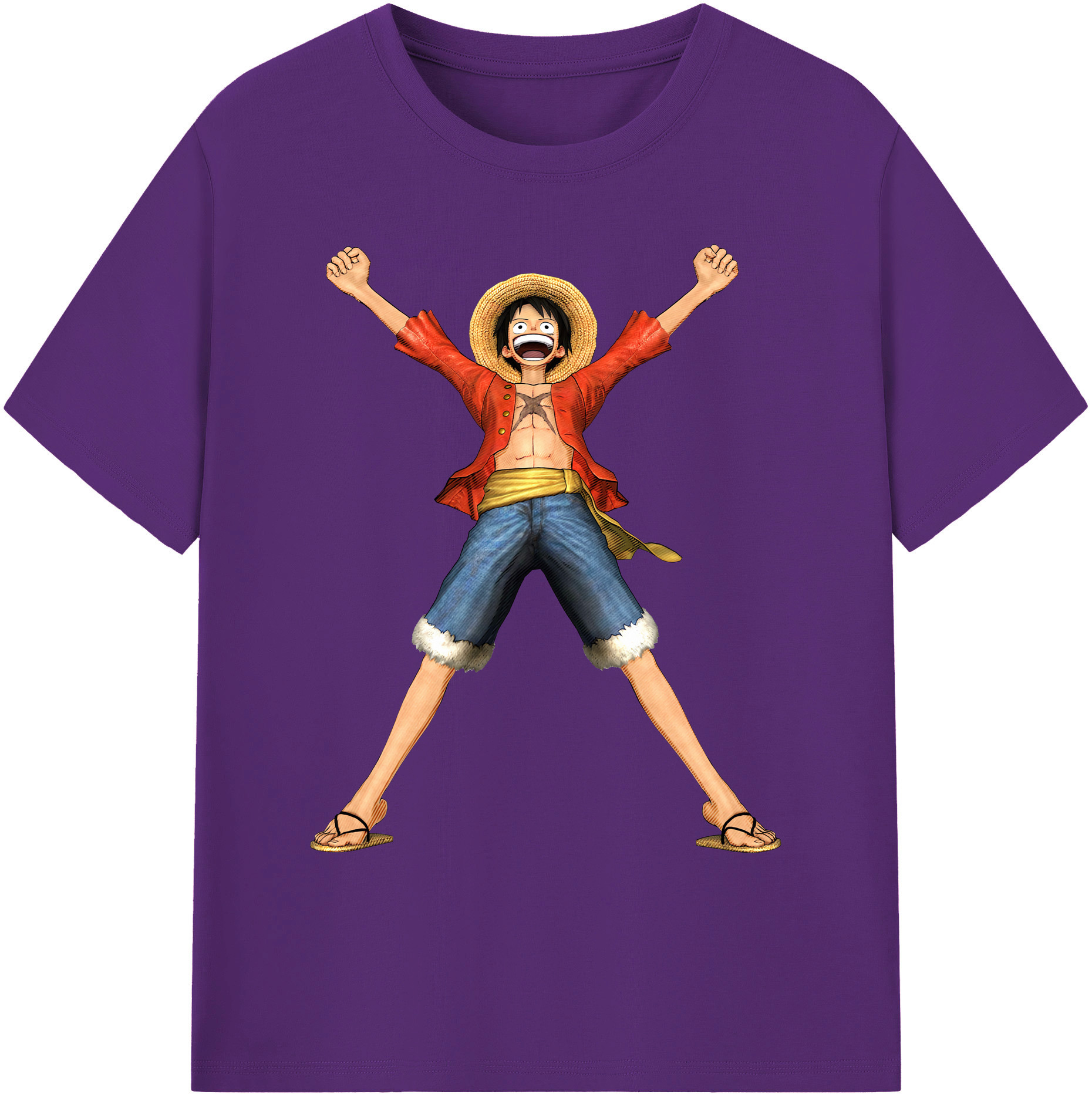 ワンピース モンキー・D・ルフィ ONE PIECE Monkey D. Luffy 綿100％ メンズ半袖Tシャツ｜肌触りやわらか＆通気性