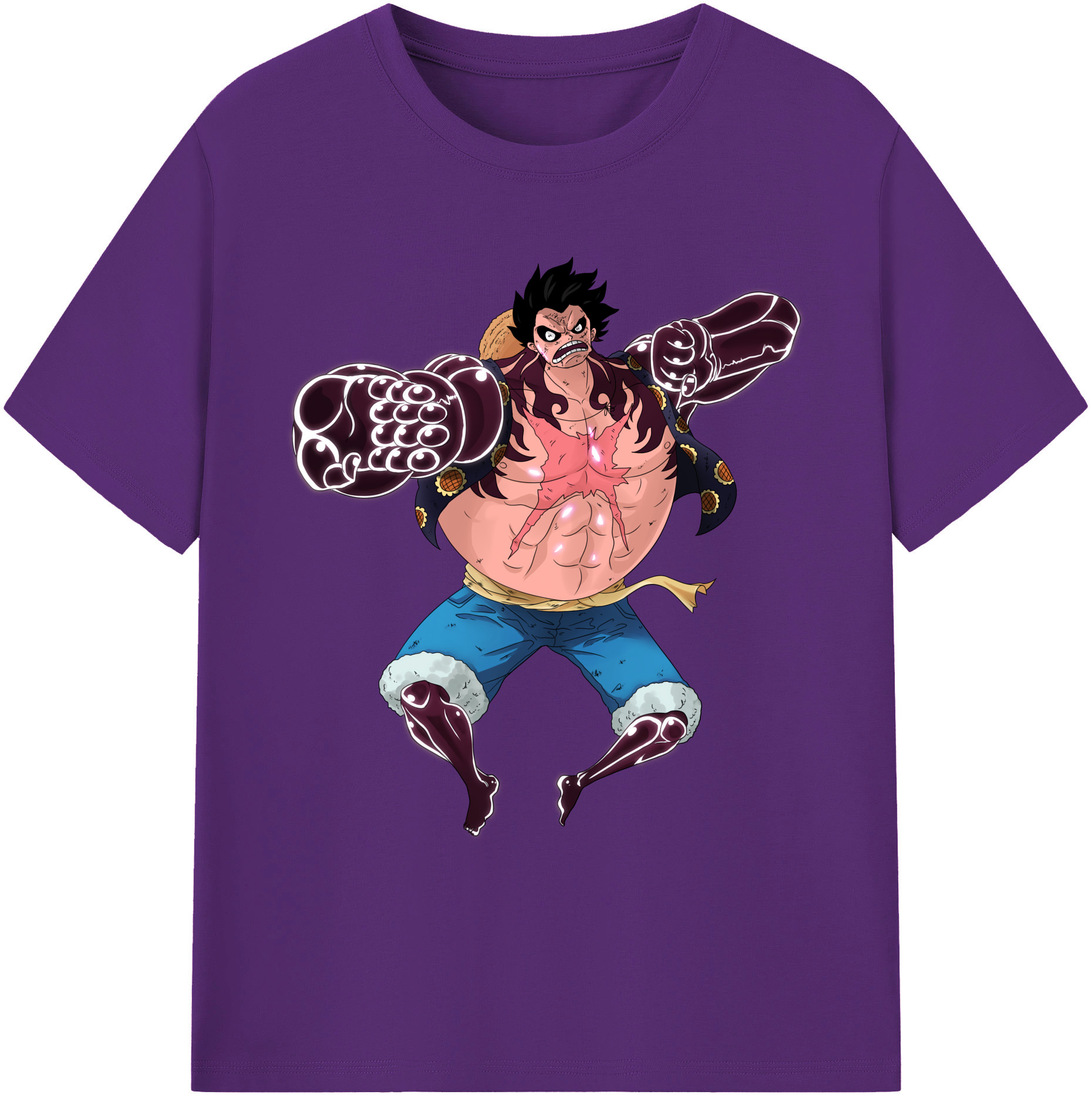 ワンピース モンキー・D・ルフィ ONE PIECE Monkey D. Luffy 綿100％ メンズ半袖Tシャツ｜肌触りやわらか＆通気性