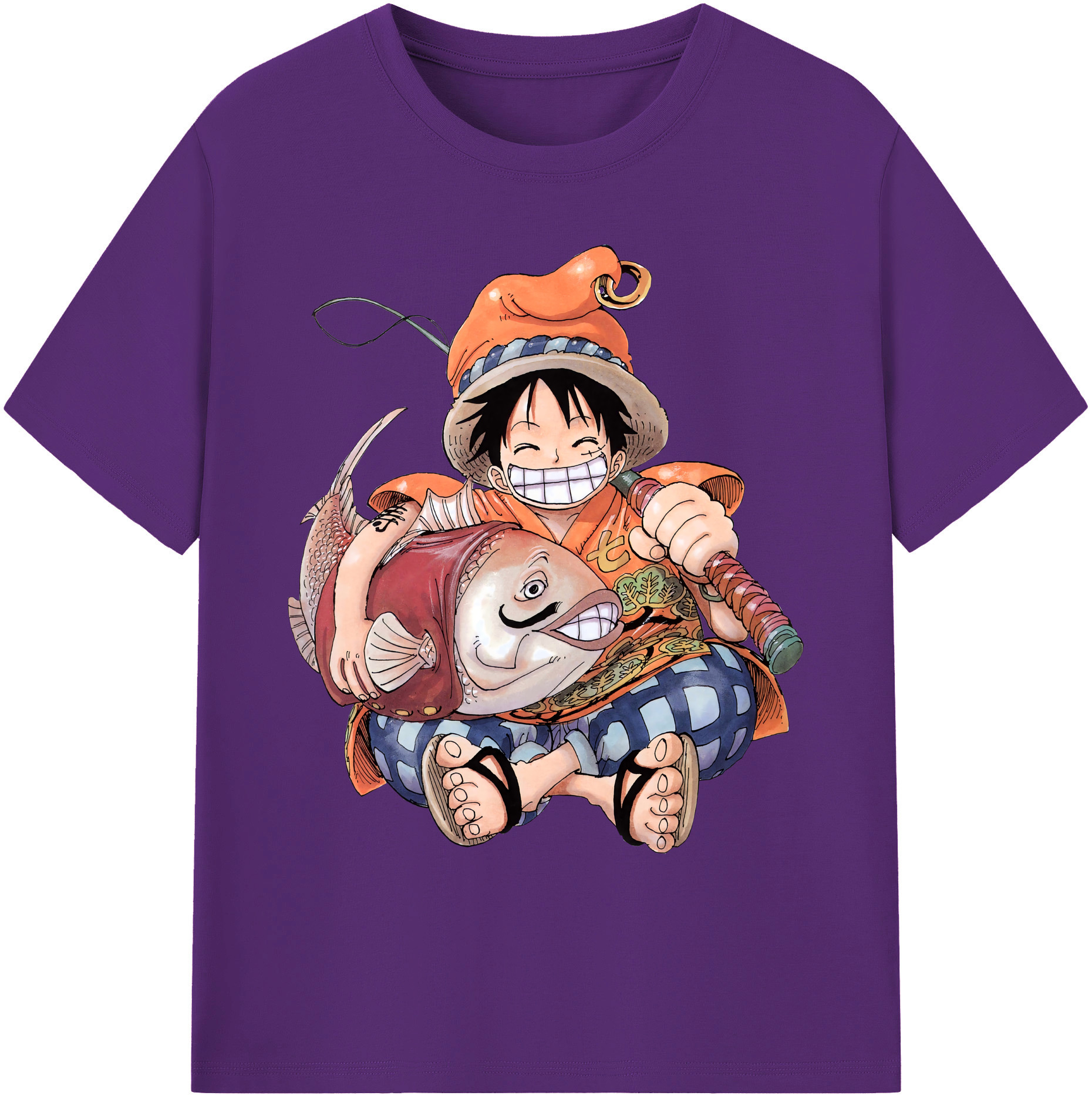 ワンピース モンキー・D・ルフィ ONE PIECE Monkey D. Luffy 綿100％ メンズ半袖Tシャツ｜肌触りやわらか＆通気性