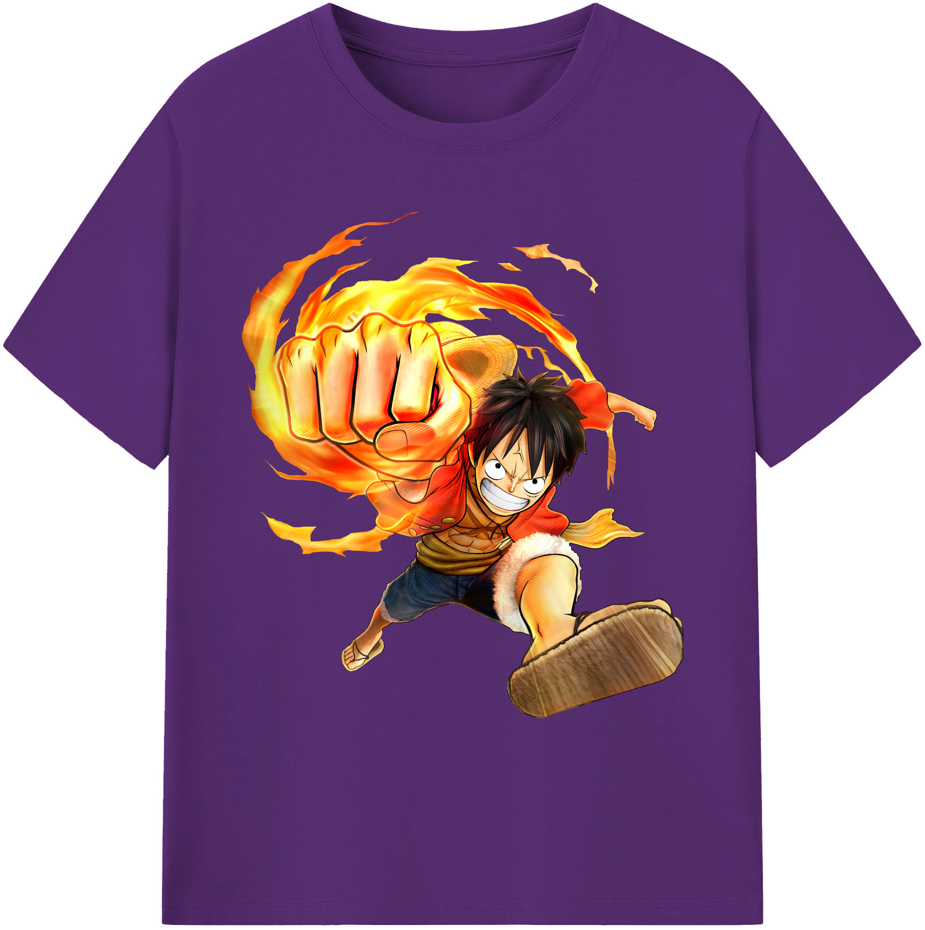ワンピース モンキー・D・ルフィ ONE PIECE Monkey D. Luffy 綿100％ メンズ半袖Tシャツ｜肌触りやわらか＆通気性