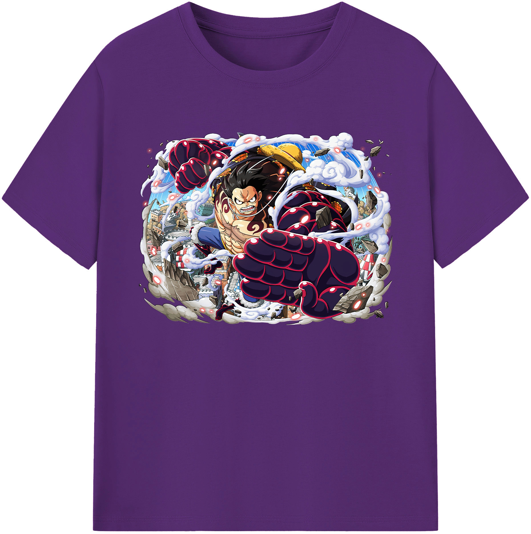 ワンピース モンキー・D・ルフィ ONE PIECE Monkey D. Luffy 綿100％ メンズ半袖Tシャツ｜肌触りやわらか＆通気性