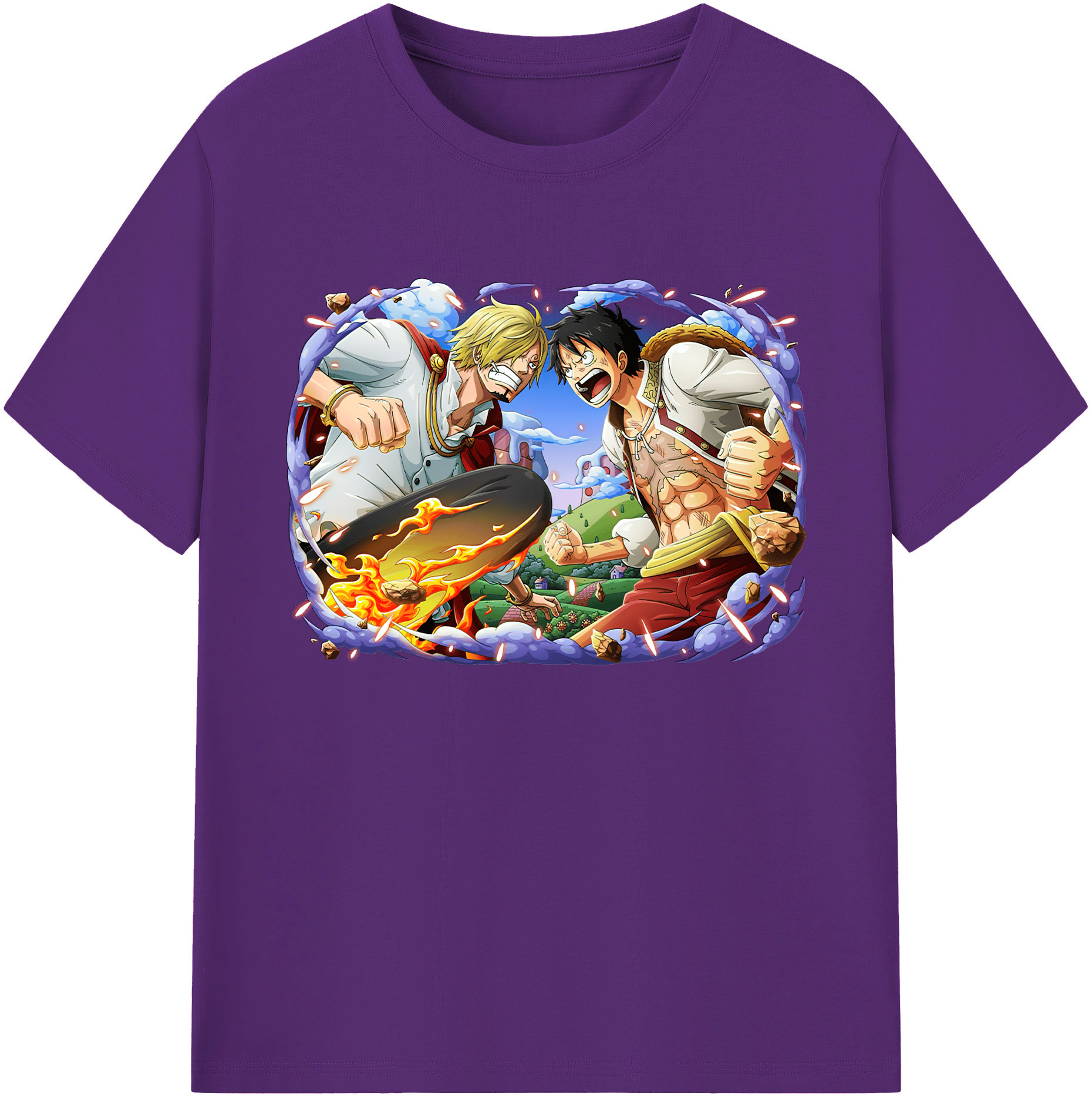 ワンピース モンキー・D・ルフィ ONE PIECE Monkey D. Luffy 綿100％ メンズ半袖Tシャツ｜肌触りやわらか＆通気性