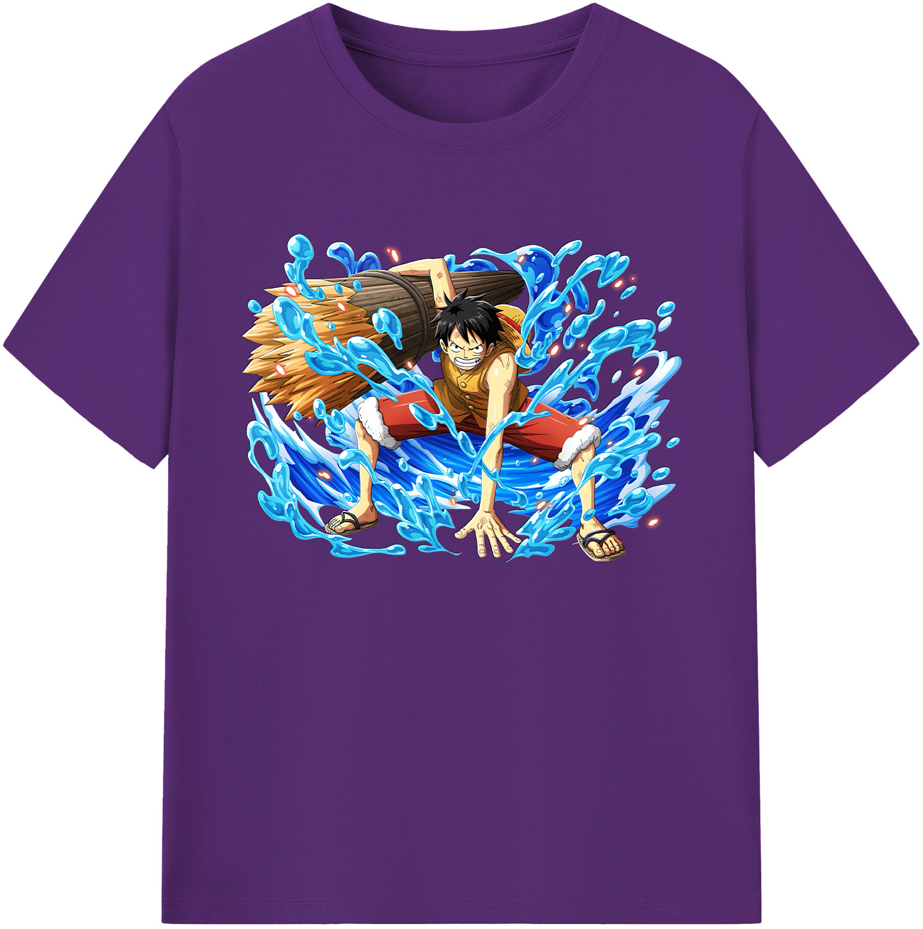 ワンピース モンキー・D・ルフィ ONE PIECE Monkey D. Luffy 綿100％ メンズ半袖Tシャツ｜肌触りやわらか＆通気性
