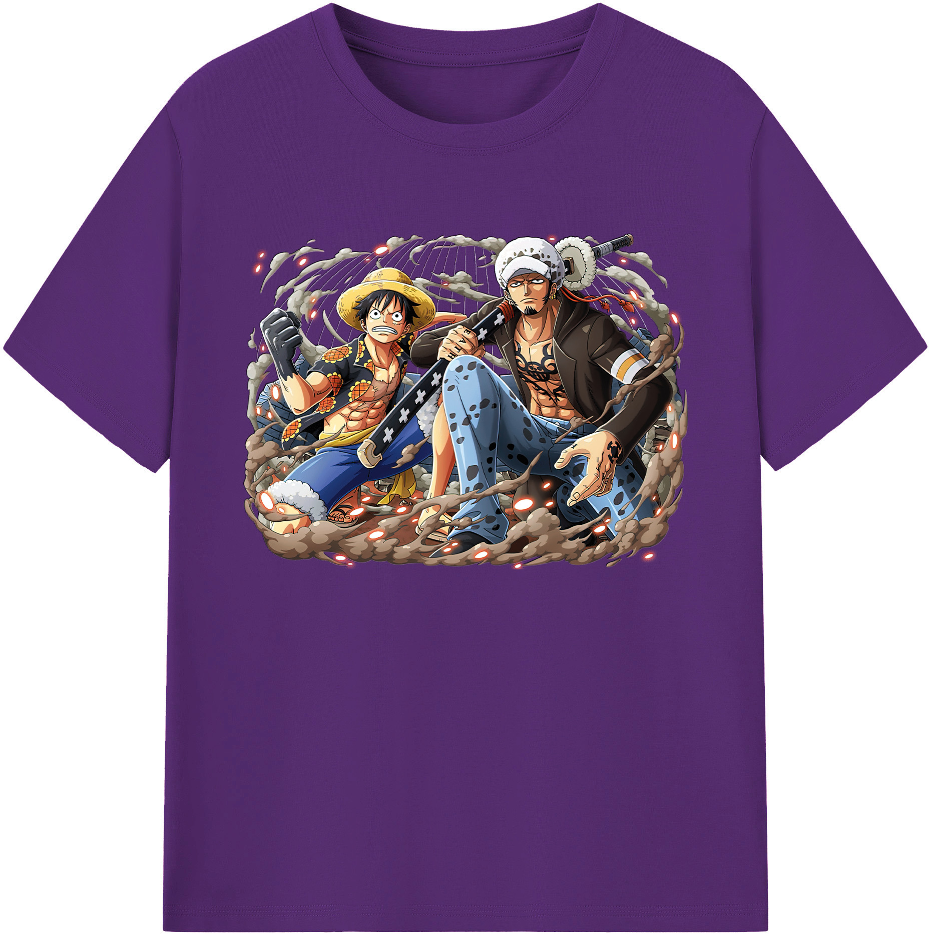 ワンピース モンキー・D・ルフィ ONE PIECE Monkey D. Luffy 綿100％ メンズ半袖Tシャツ｜肌触りやわらか＆通気性