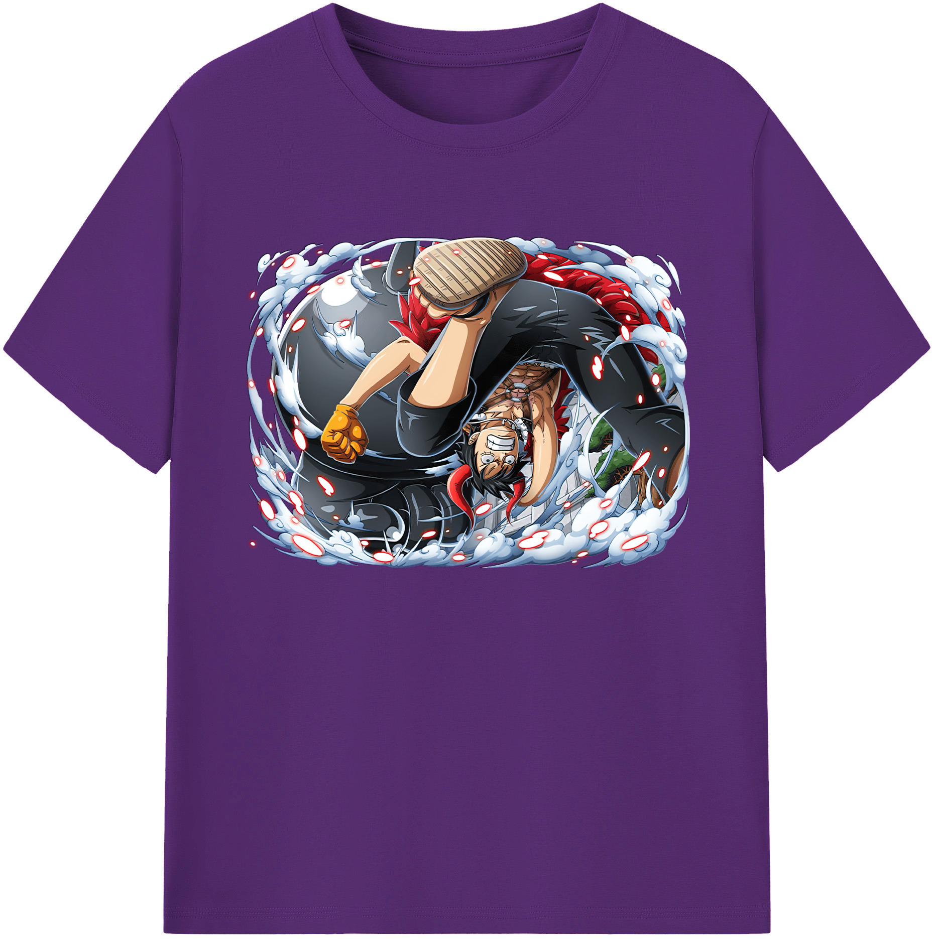 ワンピース モンキー・D・ルフィ ONE PIECE Monkey D. Luffy 綿100％ メンズ半袖Tシャツ｜肌触りやわらか＆通気性