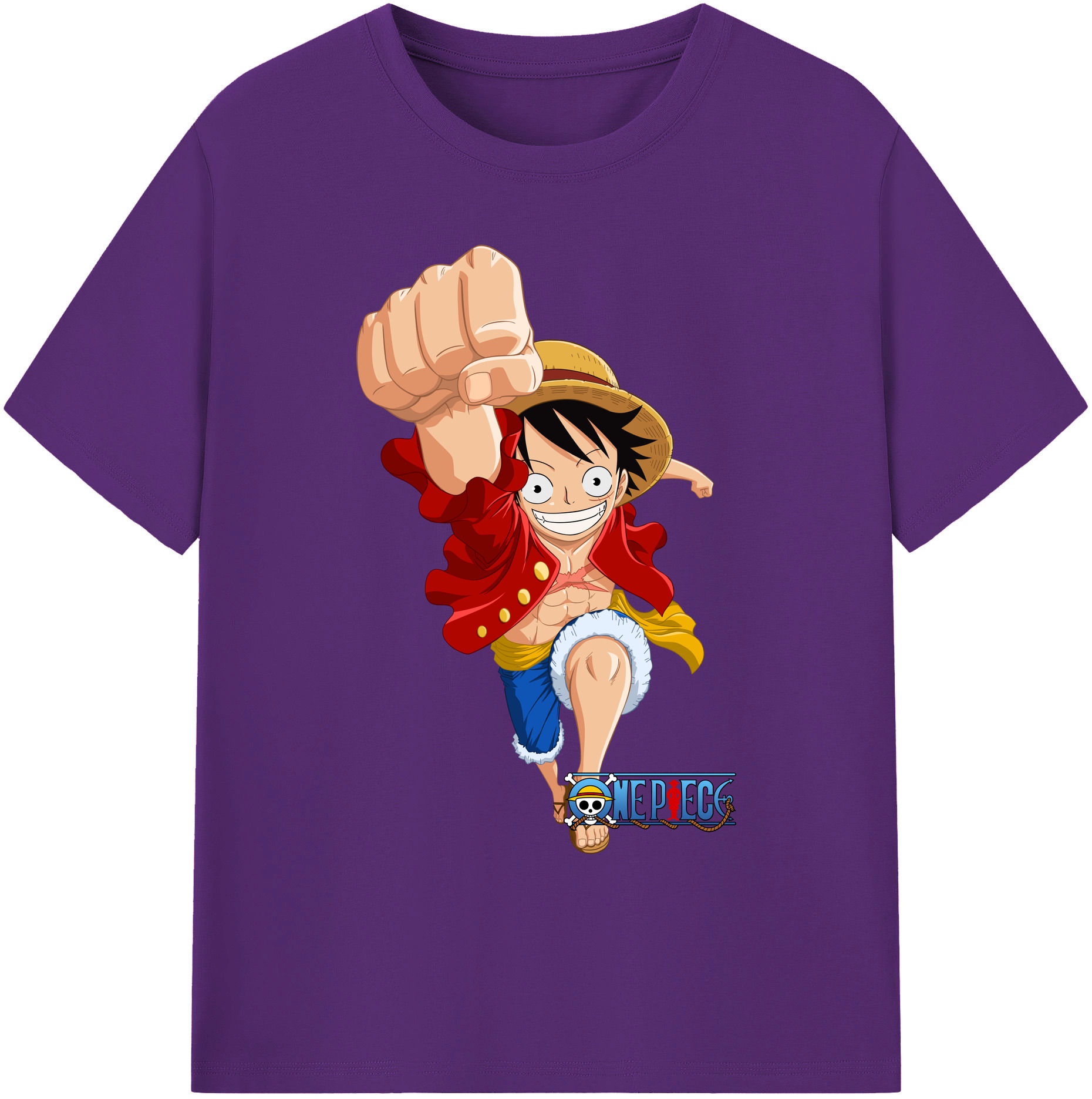 ワンピース モンキー・D・ルフィ ONE PIECE Monkey D. Luffy 綿100％ メンズ半袖Tシャツ｜肌触りやわらか＆通気性