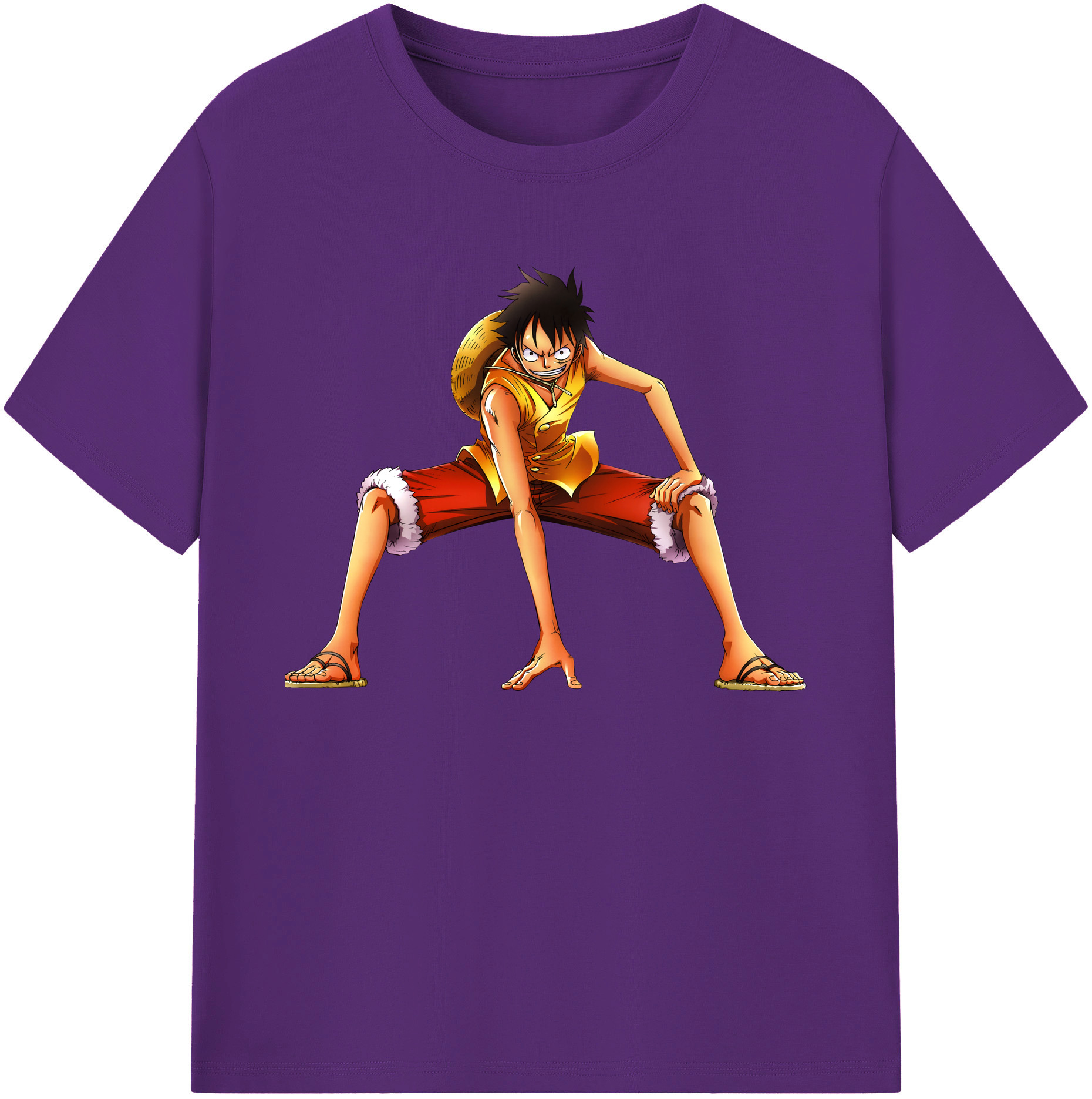 ワンピース モンキー・D・ルフィ ONE PIECE Monkey D. Luffy 綿100％ メンズ半袖Tシャツ｜肌触りやわらか＆通気性