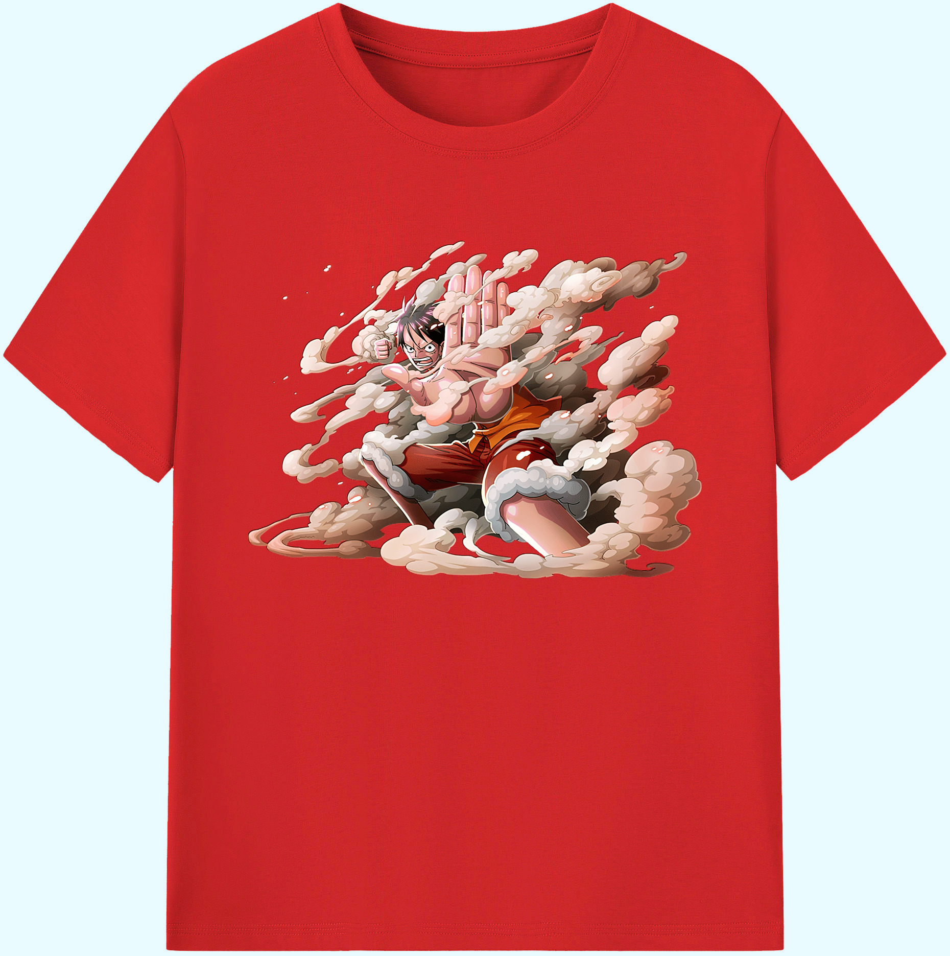 ワンピース モンキー・D・ルフィ ONE PIECE Monkey D. Luffy 綿100％ メンズ半袖Tシャツ｜肌触りやわらか＆通気性
